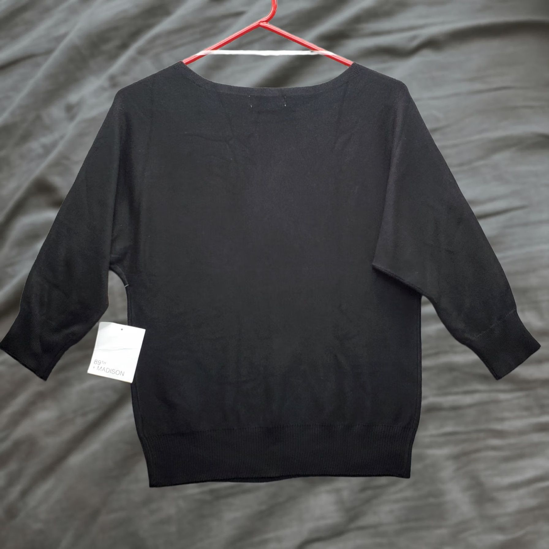 Vintage 89th & Madison Sweater Womens S Black Beaded Raglan Sleeve Round Neck Pullover - Womens Size S Black Beaded Raglan Pullover Knit Shirt (NWT) Size S / US 4 / IT 40 - 1 Thumbnail
