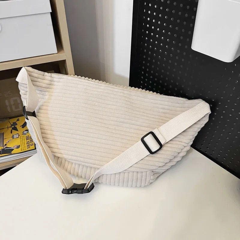Japanese Brand Unisex Large Capacity Corduroy Chest Bags Size ONE SIZE - 6 Thumbnail