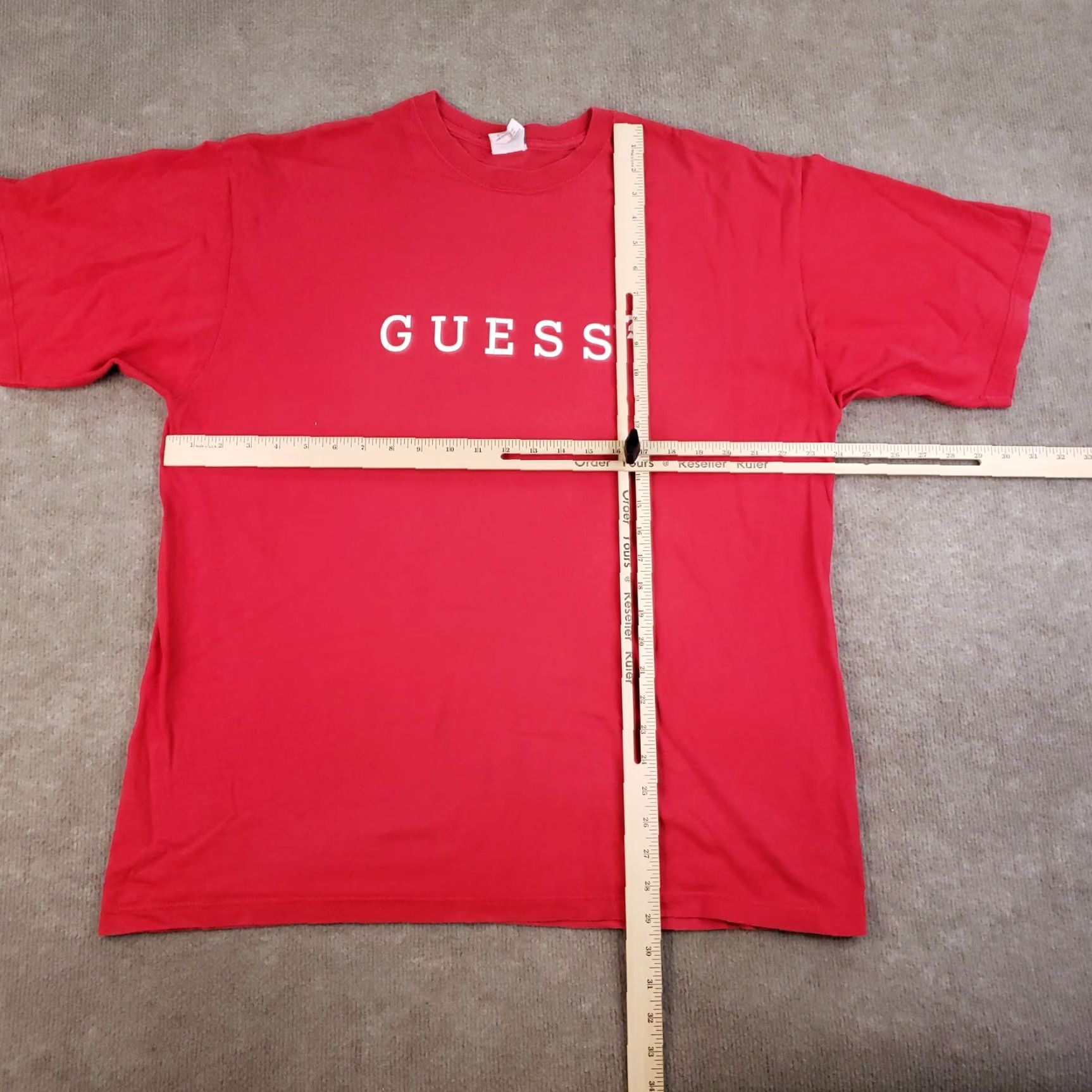 Guess VINTAGE Guess Shirt Mens Large Red Logo 90s Tee USA Made 90s Vintage Graphic Print Crew Neck Short Sleeve Size US L / EU 52-54 / 3 - 2 Thumbnail