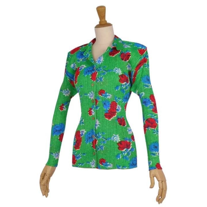 Issey Miyake Issey Miyake size:3 Green floral pleated cardigan Size XS / US 0-2 / IT 36-38 - 4 Thumbnail