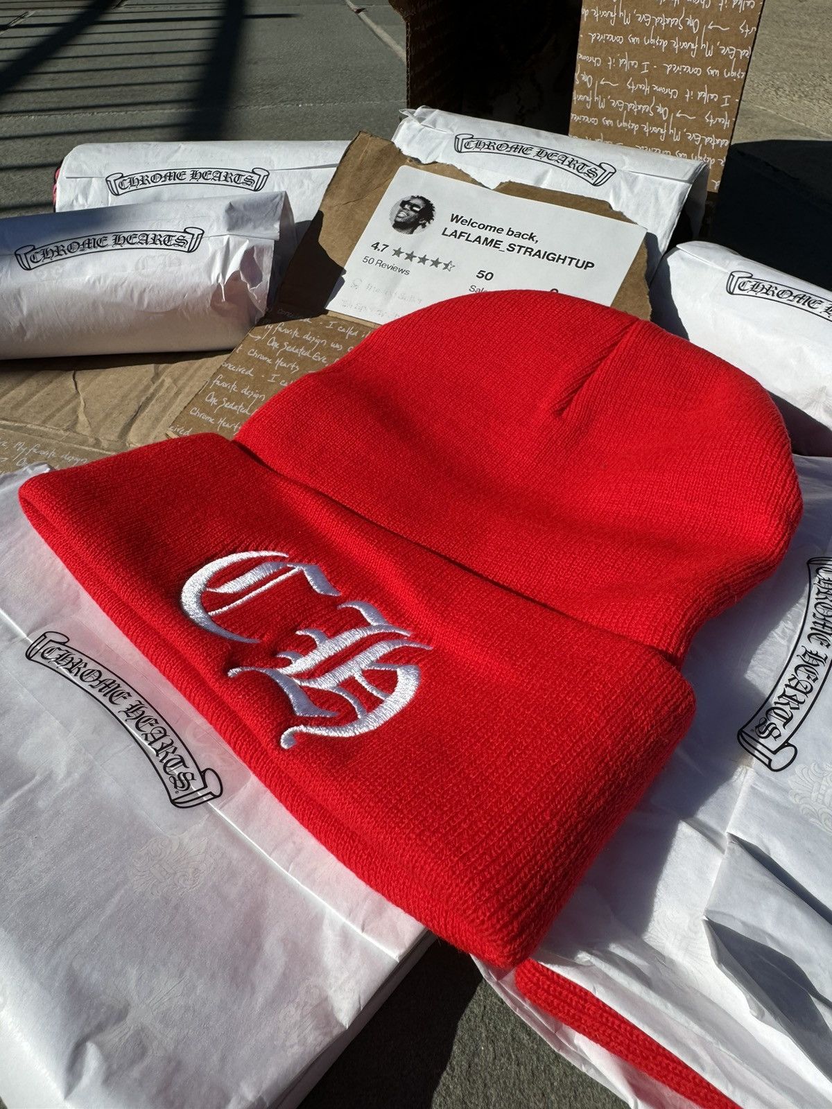 Chrome Hearts Chrome Hearts Red CH Beanie 🔴 Red BN 🔴 Size ONE SIZE - 14 Thumbnail