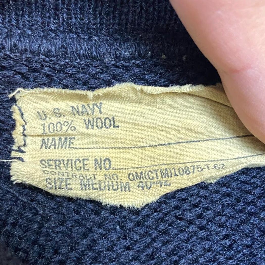 Vintage US Navy Sweater Womens Medium Black Tight-Knit Wool Mock Neck Ribbed Trim 40-42 Size M / US 6-8 / IT 42-44 - 7 Thumbnail
