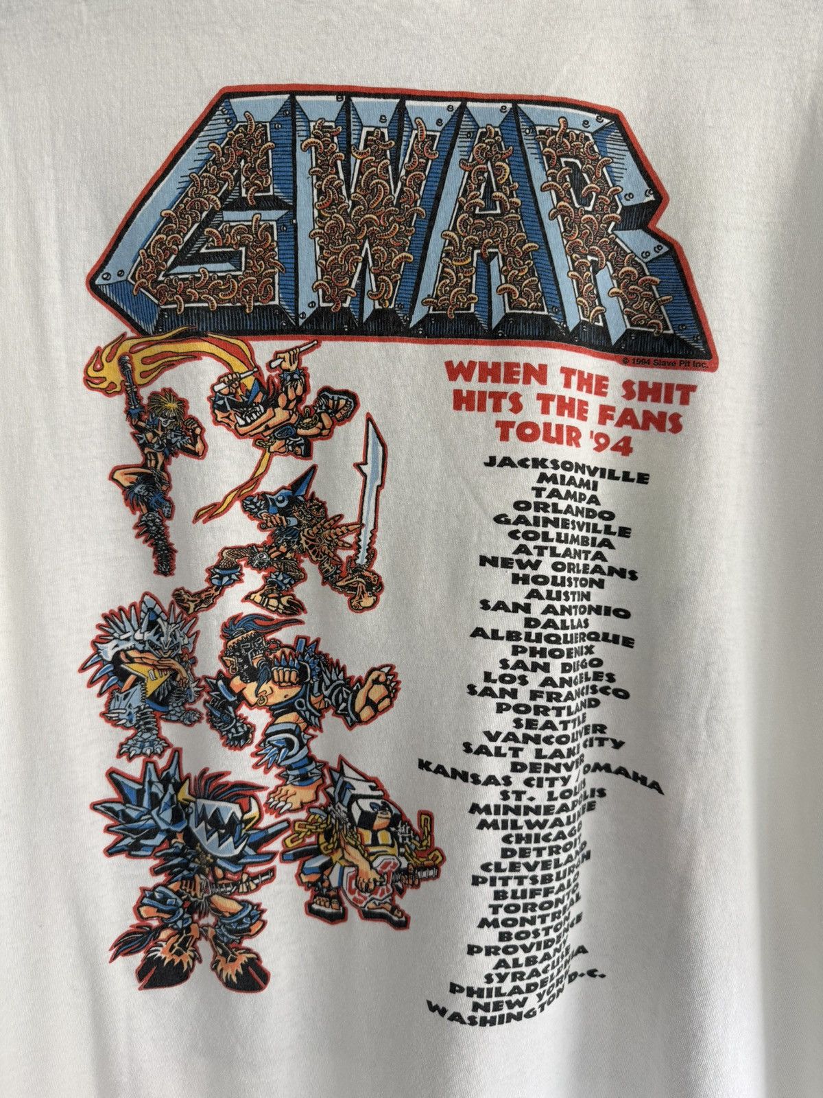 Band Tees Vintage 1994 Gwar When The Shit Hits The Fans Tour Tee Size US XL / EU 56 / 4 - 6 Thumbnail