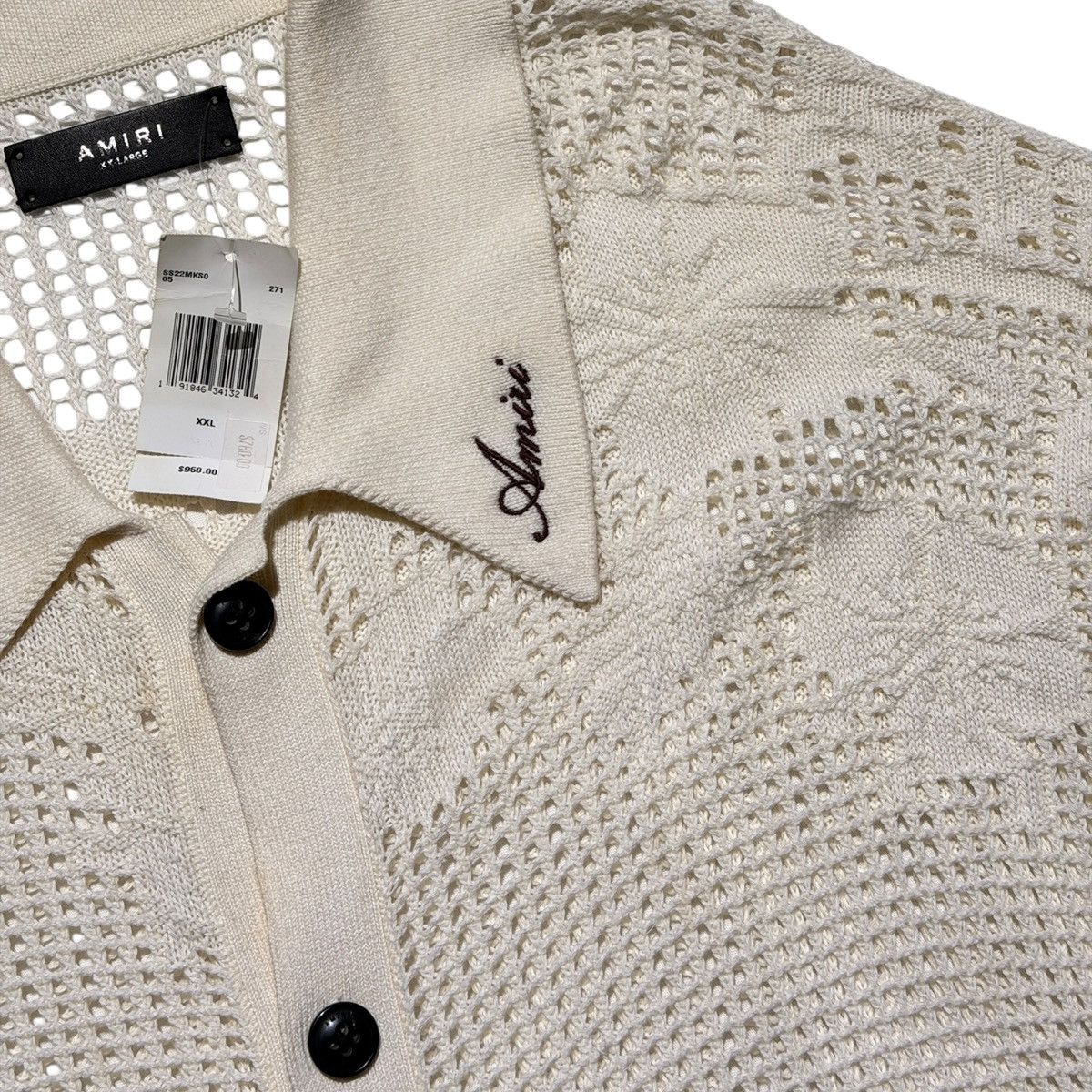 Amiri $950 cashmere crochet mesh button down Size US XXL / EU 58 / 5 - 3 Thumbnail