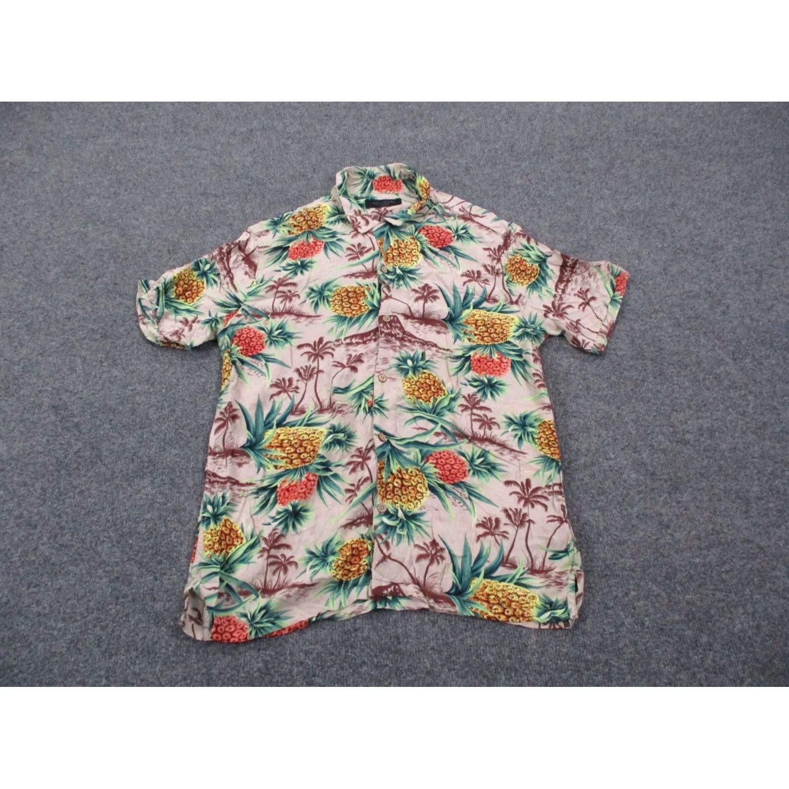 Allsaints AllSaints Shirt Mens M Viscose Floral Hawaiian Tropical Palm Tree Pineapple Button-Up Short Sleeve Collared Knit Multicolor Modern Beach Theme Mens Size US M / EU 48-50 / 2 - 2 Thumbnail