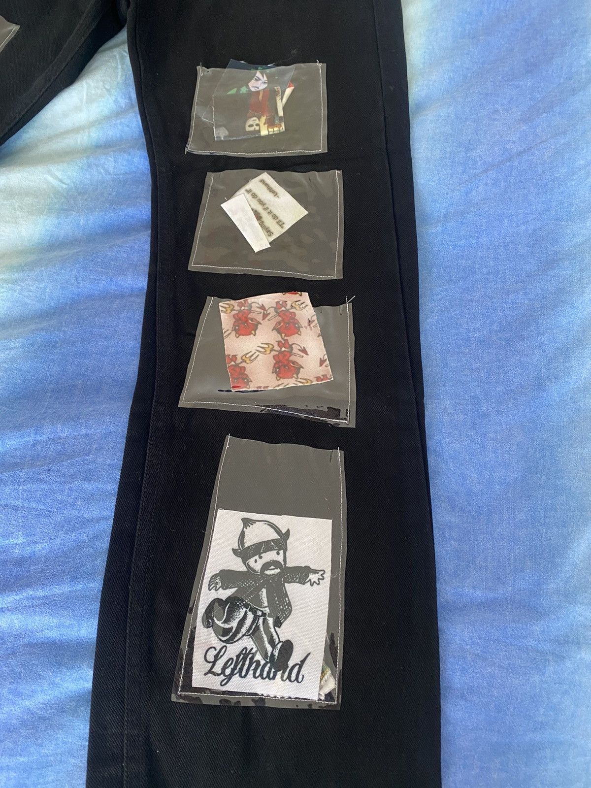 Left Hand Custom Made Black Jeans with Sticker Pockets Size US 36 / EU 52 - 3 Thumbnail