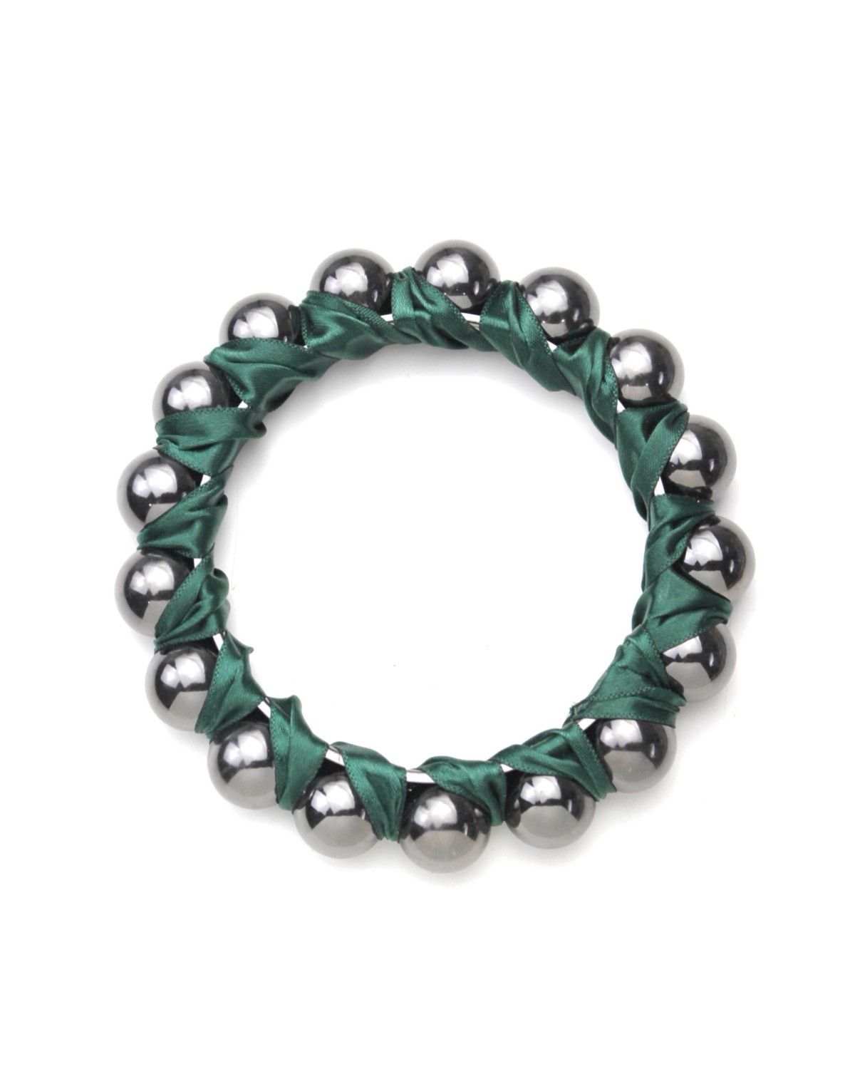 Vintage 2000S JAPANESE MADE METAL BEAD SATIN RIBBON WEAVE BRACELET Size ONE SIZE - 1 Thumbnail