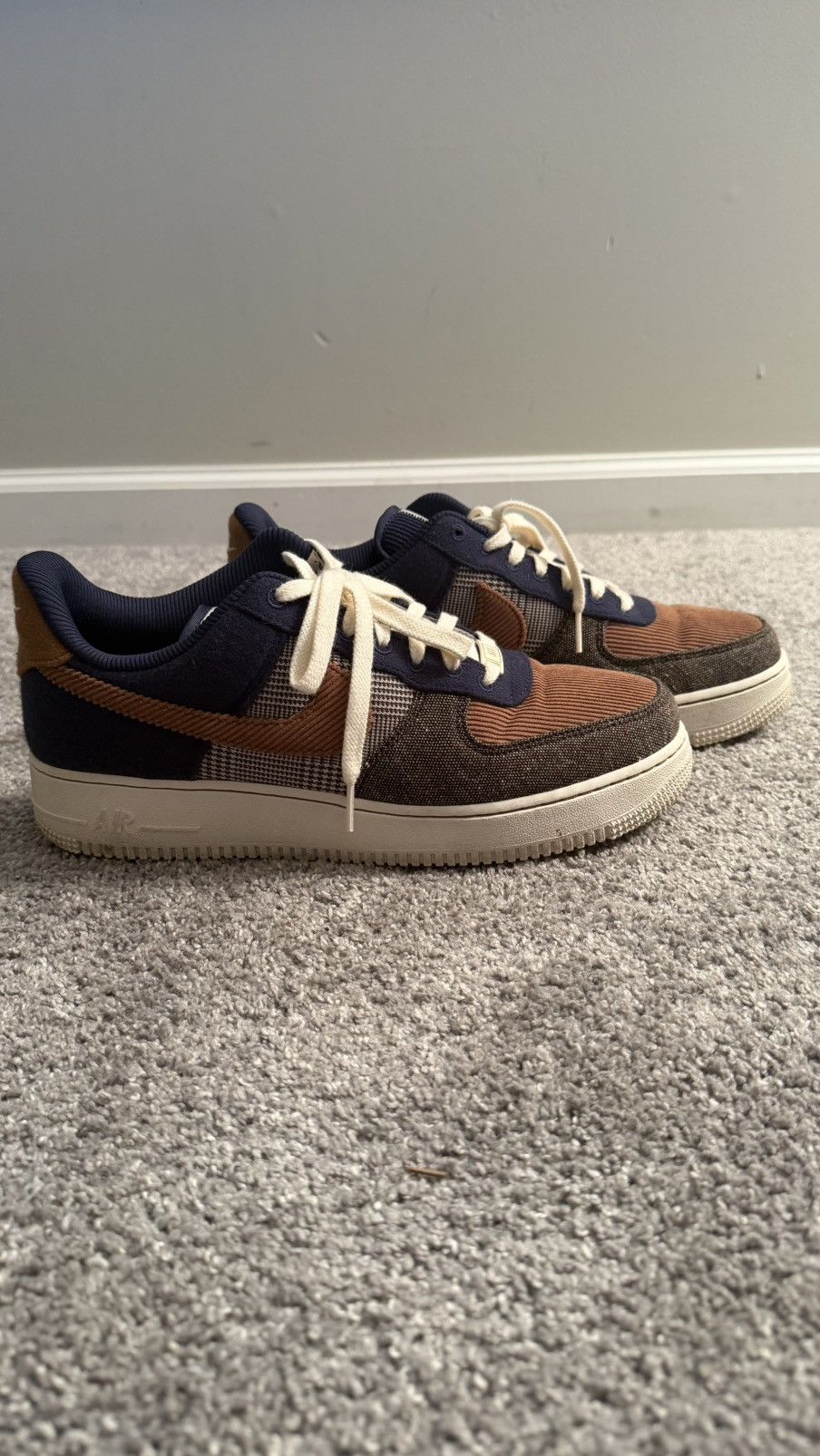 Nike Nike Air Force 1 Low Brown/Navy Plaid Size US 10 / EU 43 - 4 Thumbnail