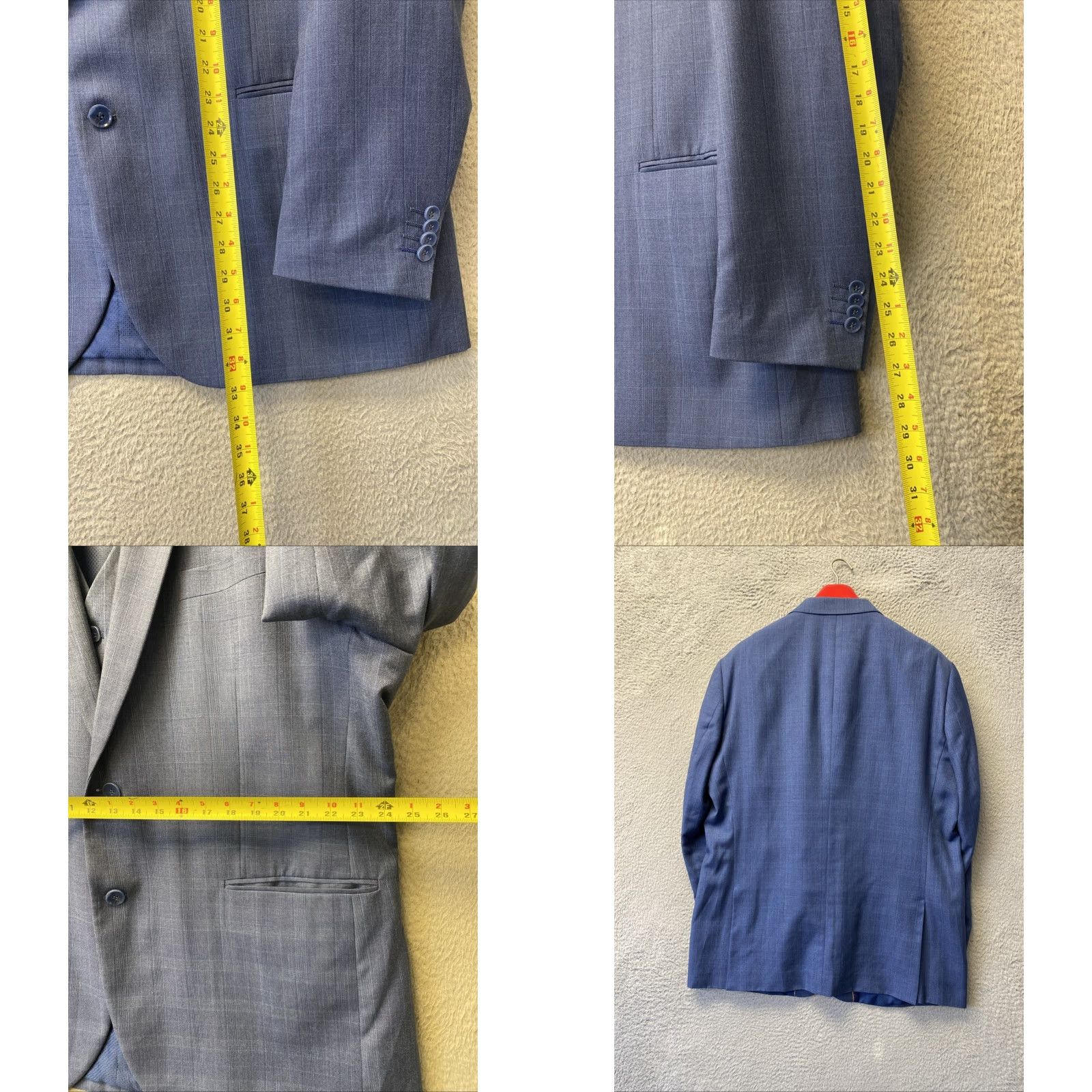 Vintage Bocaccio Uomo 50L 3 Piece Suit Blue Glenn Plaid Pants 44x39 2 Button /0647 Size 50R - 8 Thumbnail