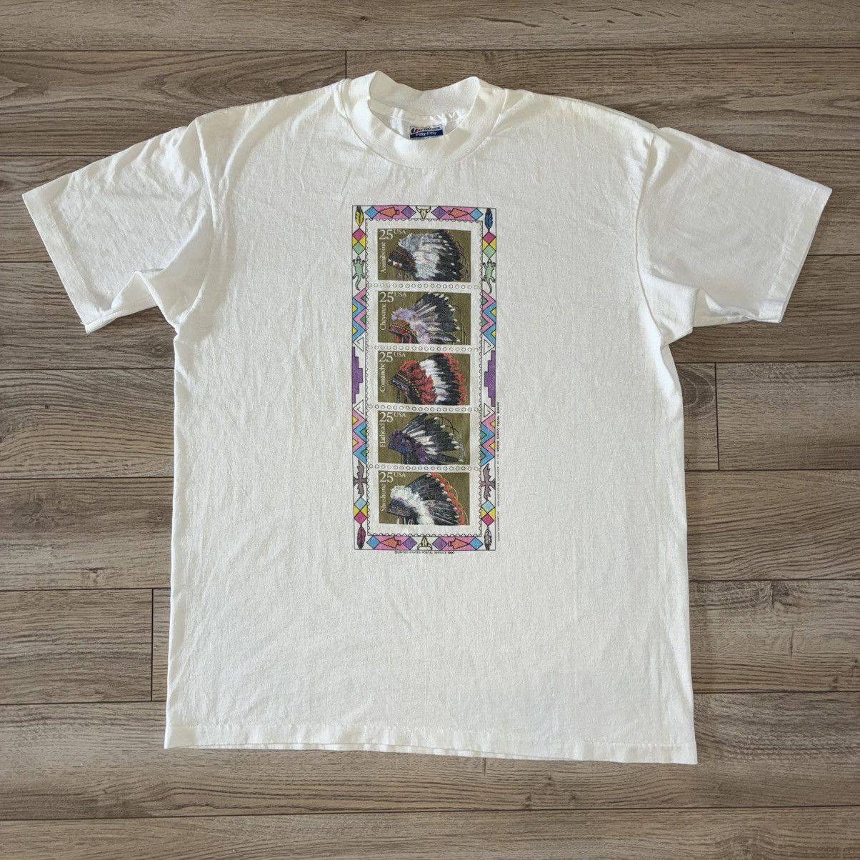 Hanes Vintage Native American Indian Chief united usps stamp tee Size US L / EU 52-54 / 3 - 1 Thumbnail