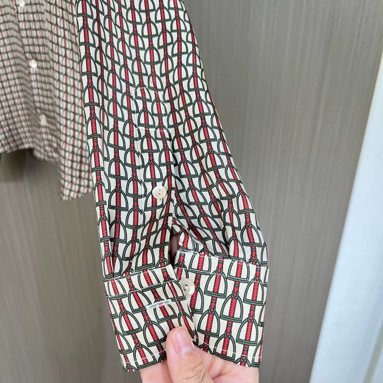 Gucci Gucci Red and green horse buckle mulberry silk long-sleeved Size US S / EU 44-46 / 1 - 4 Thumbnail