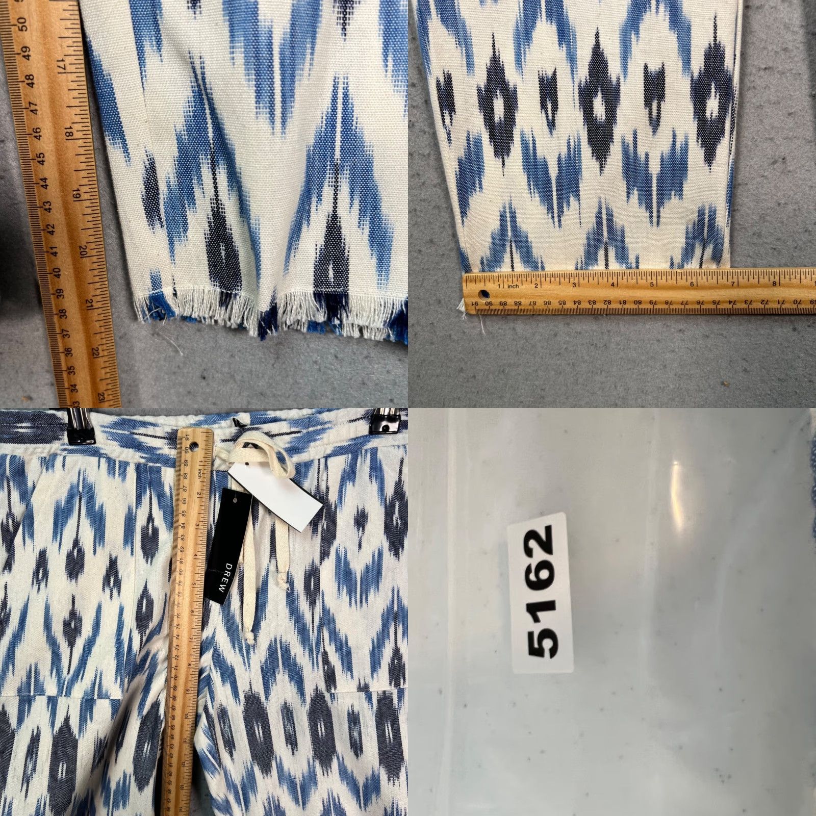 Drew Drew Womens Size Small Blue White Ikat Print Cotton Cropped Straight Pants NEW! Size 28" / US 6 / IT 42 - 8 Thumbnail