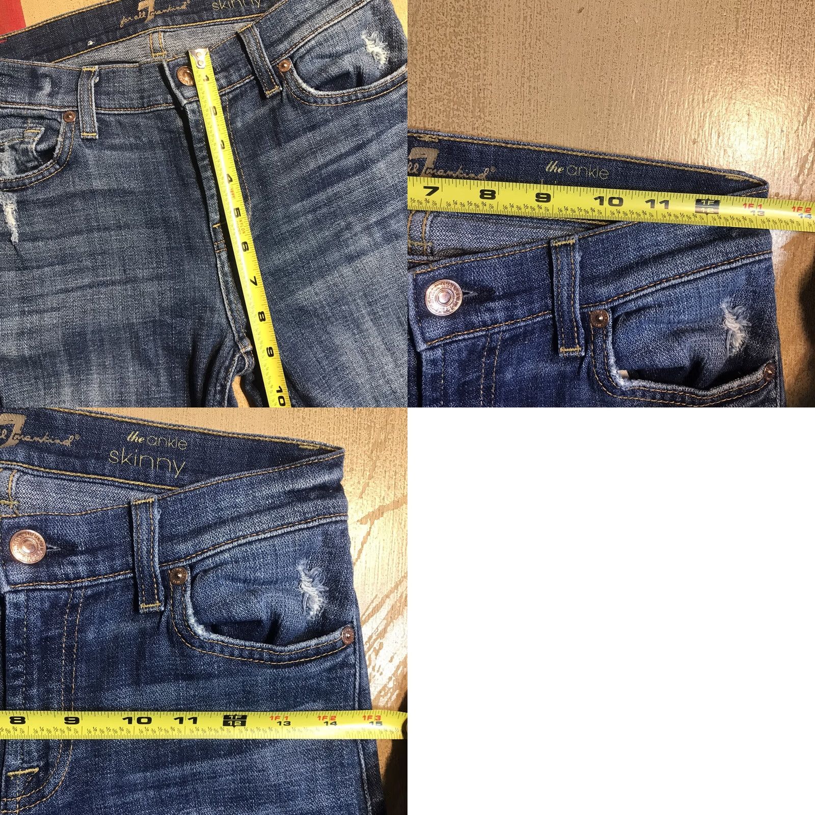 7 For All Mankind VINTAGE 7 For All Mankind Jeans Womens High Waist Skinny Distressed Blue 28 Inseam 90s Bohemian Womens Jeans Size 26" / US 2 / IT 38 - 9 Thumbnail