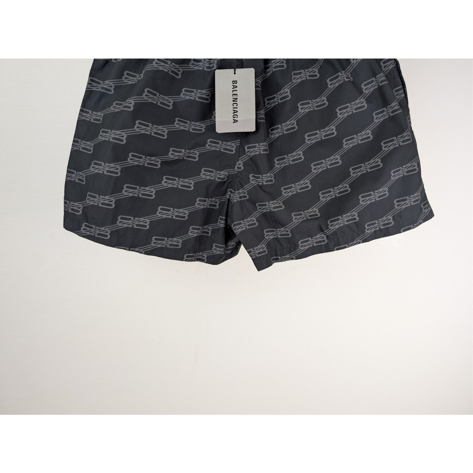 Balenciaga o1rshd1 BB Monogram Cotton Poplin Pyjama Shorts Black/Grey Size US 36 / EU 52 - 12 Thumbnail