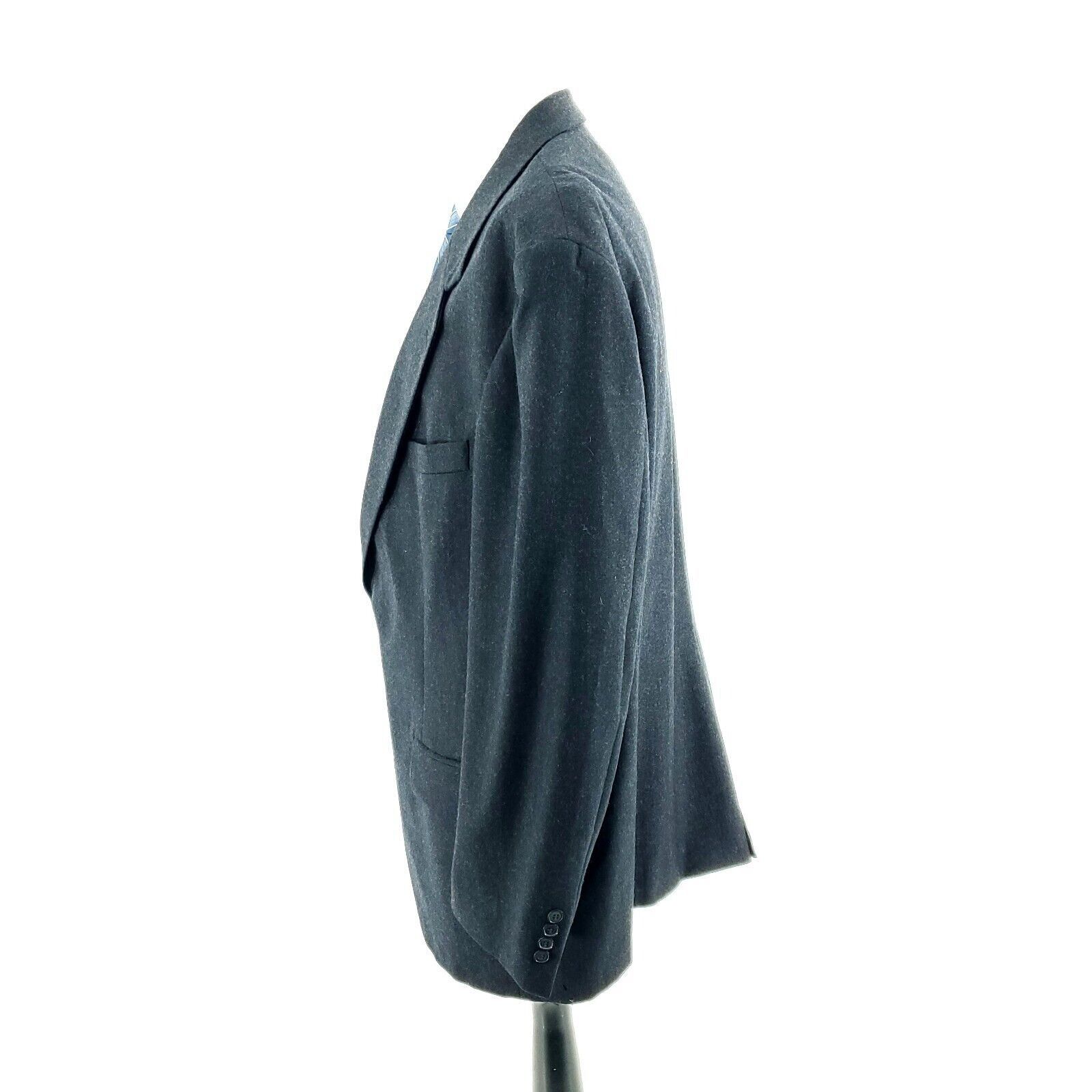 Savile Row Savile Row Flannel Wool 2 Button Blazer 46L Gray Size 46L - 4 Thumbnail