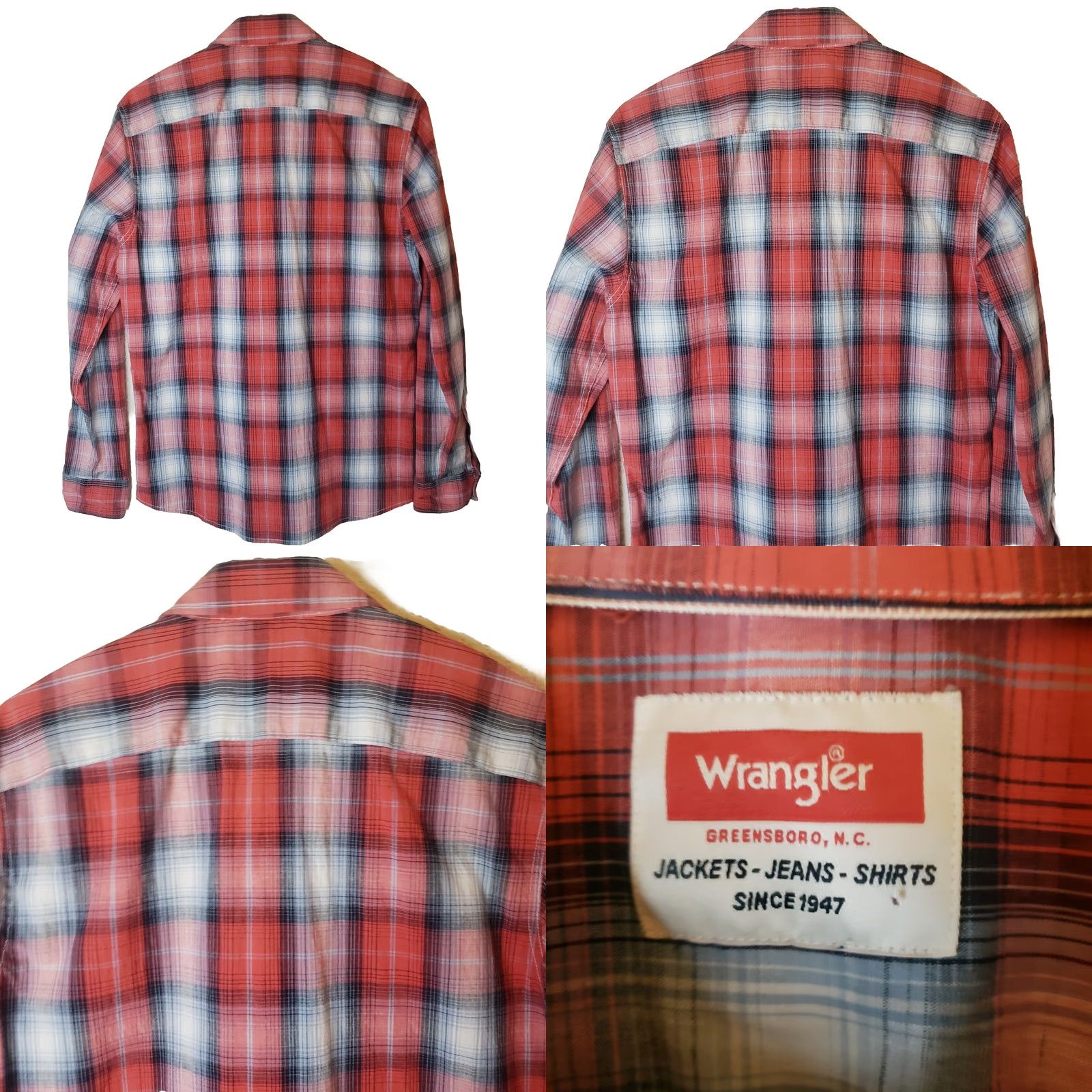 Wrangler Wrangler Western Look Shirt Men M Red Plaid Long Sleeve Pockets With Buttons Size US M / EU 48-50 / 2 - 8 Thumbnail