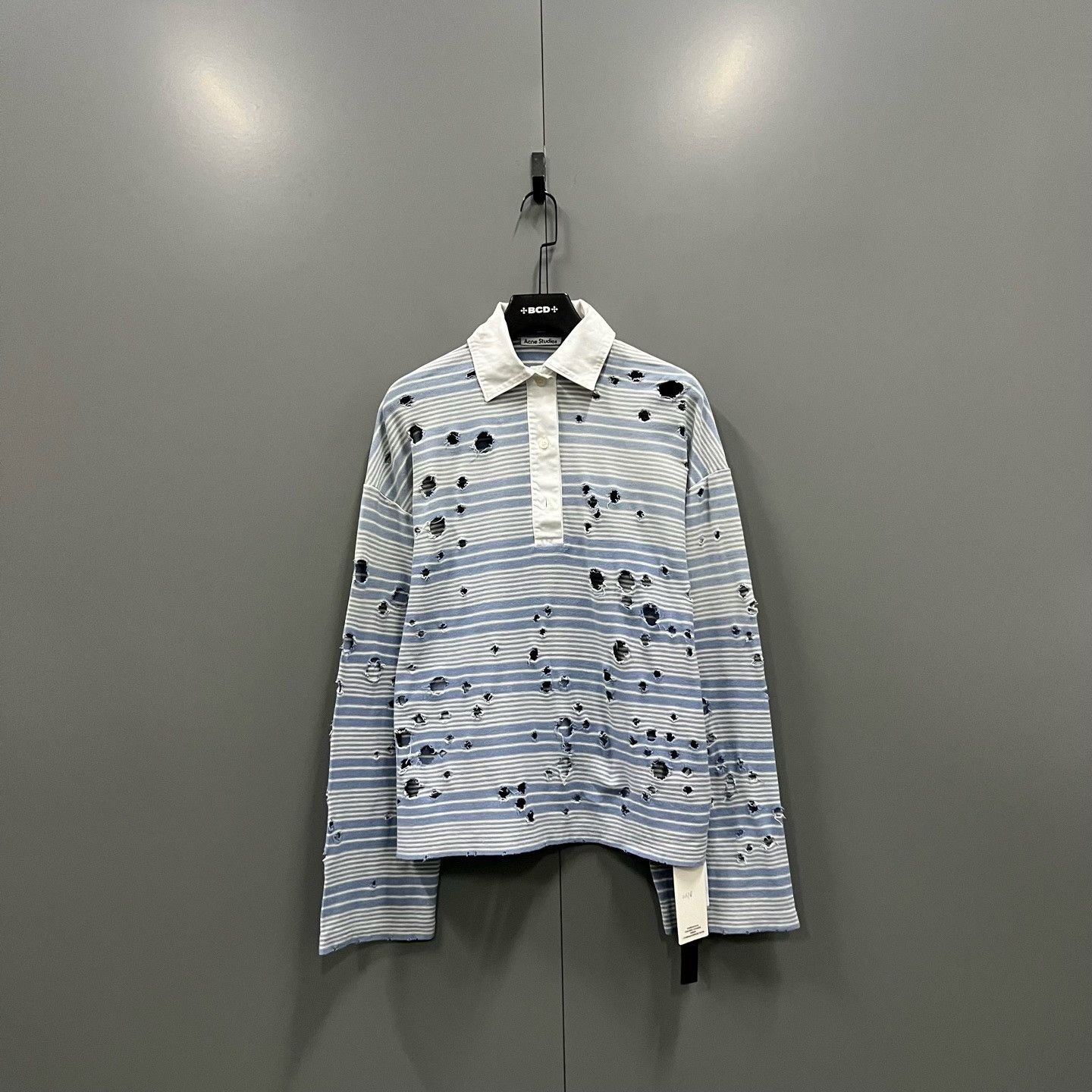 Acne Studios Acne Studios Distressed Striped Polo xxs Men Size US XXS / EU 40 - 1 Thumbnail