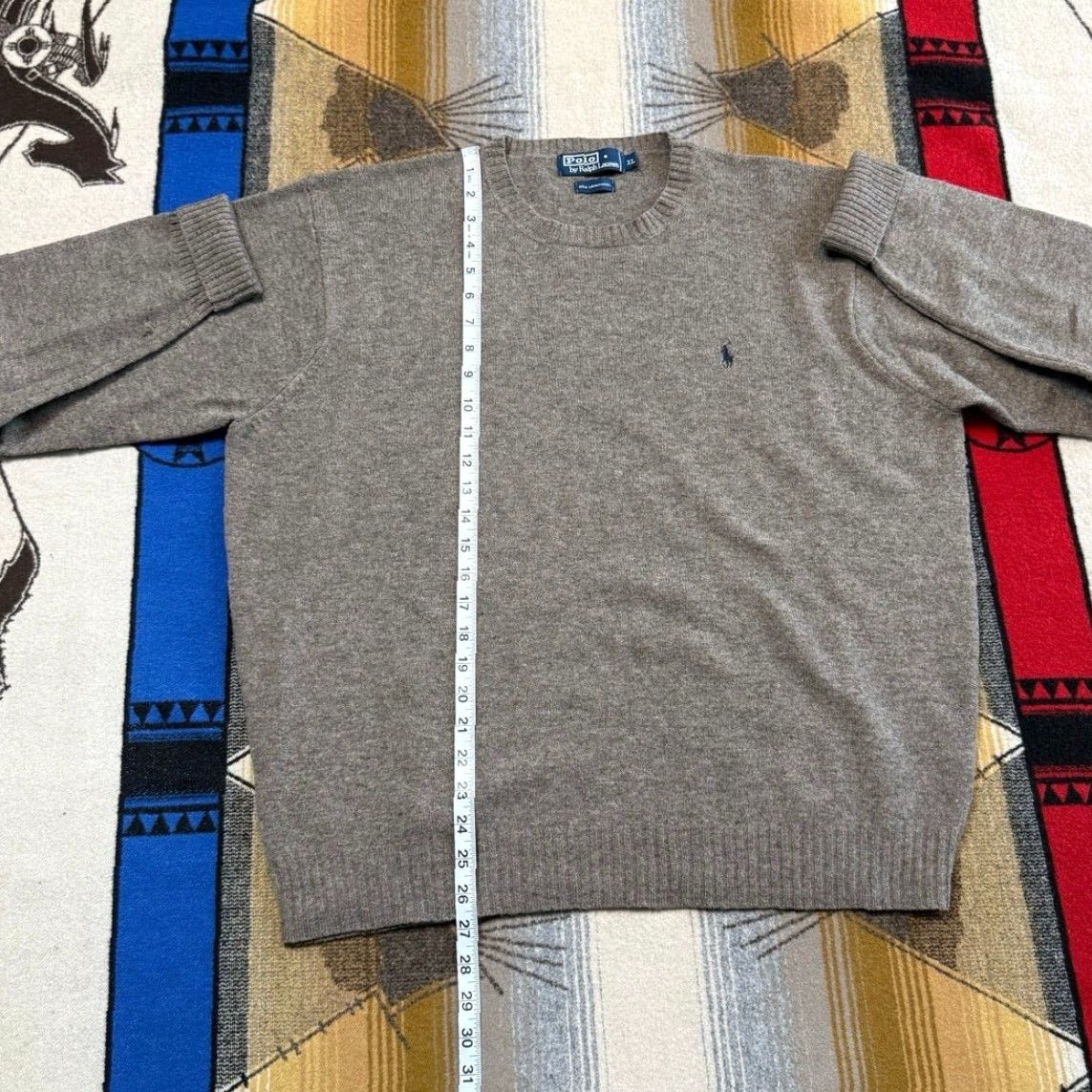 Polo Ralph Lauren VINTAGE Polo Ralph Lauren Pullover Sweater XL Brown Lambswool Embroidered 90s Men Regular Knit Size US XL / EU 56 / 4 - 7 Thumbnail