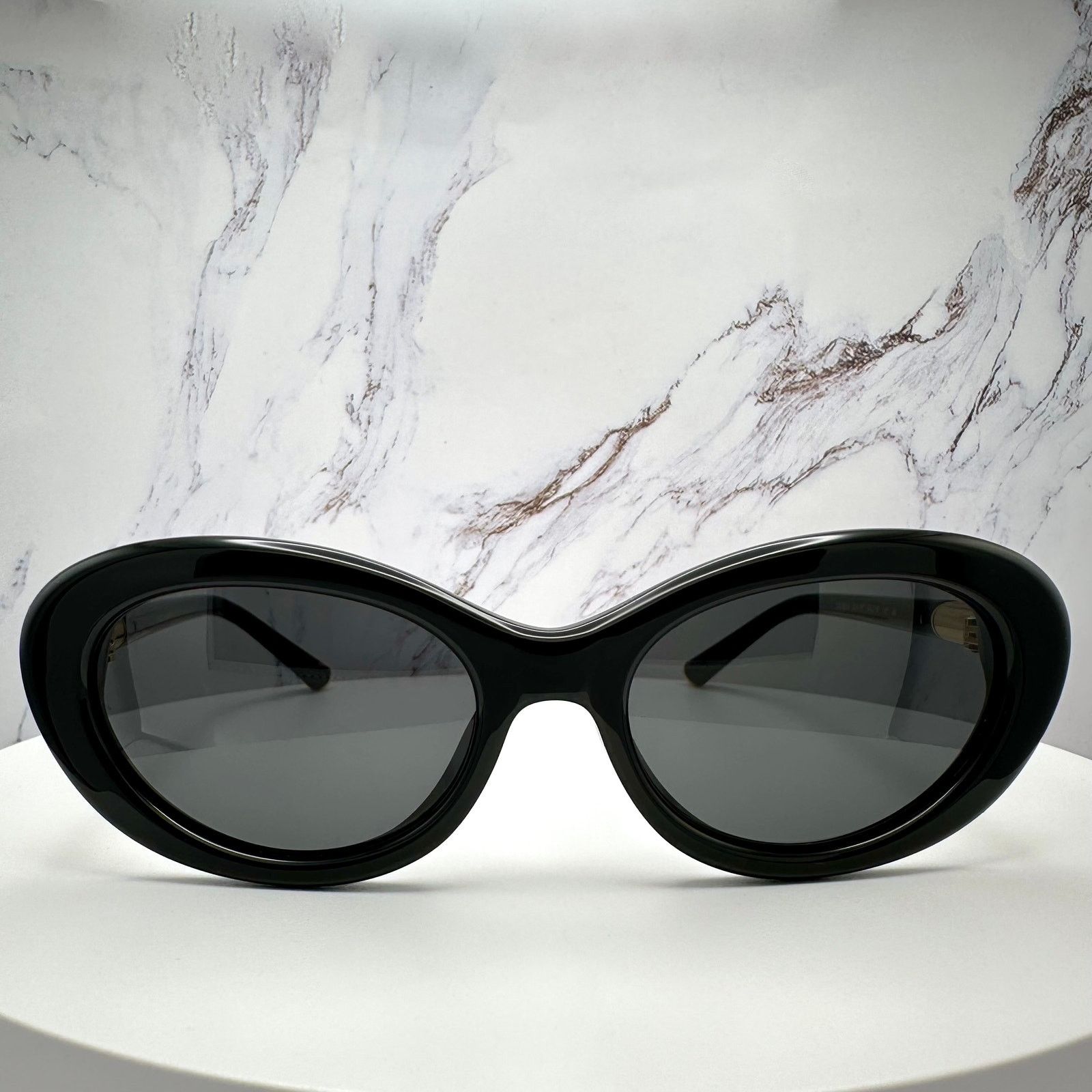 Dolce & Gabbana New Dolce & Gabbana Sunglasses Black Oval Cat Eye Gold Metal Size ONE SIZE - 2 Thumbnail