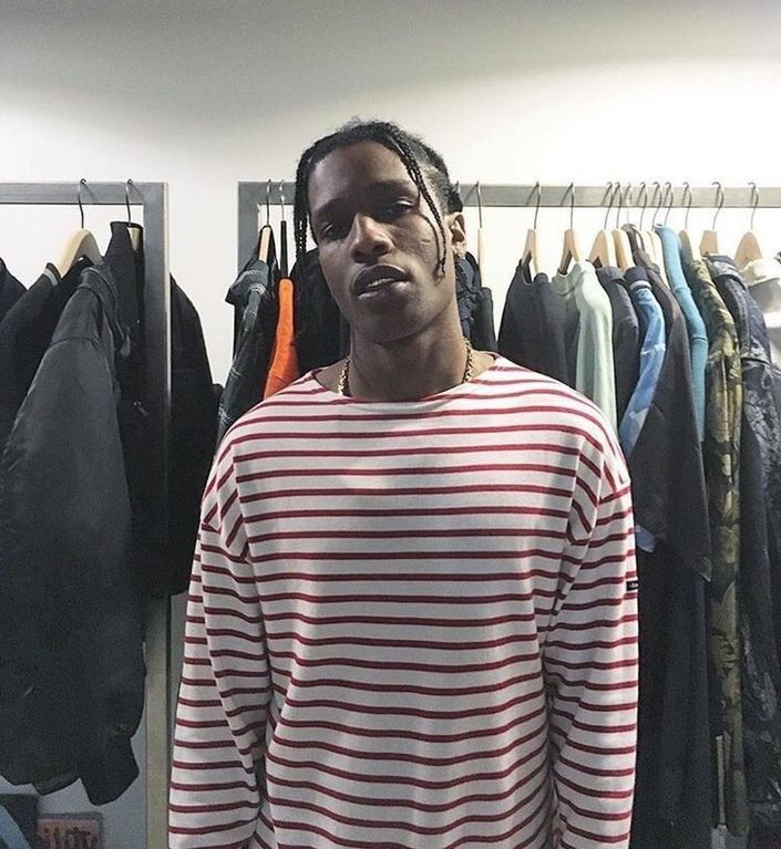 Saint James Striped Asap Rocky Long Sleeve T-Shirt Cobain in Red, Men's (Size Xs)