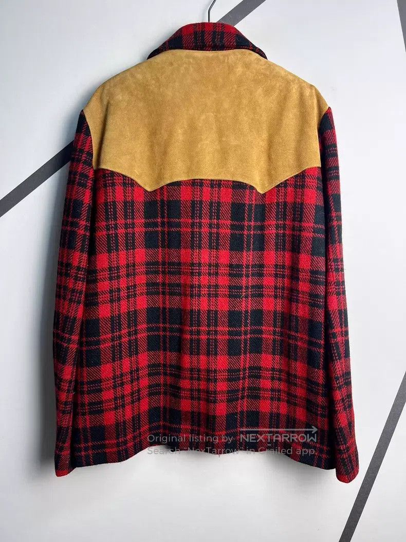 Saint Laurent Paris Saint Laurent Paris Suede Patchwork Red Plaid Wool Coat Size US M / EU 48-50 / 2 - 2 Thumbnail