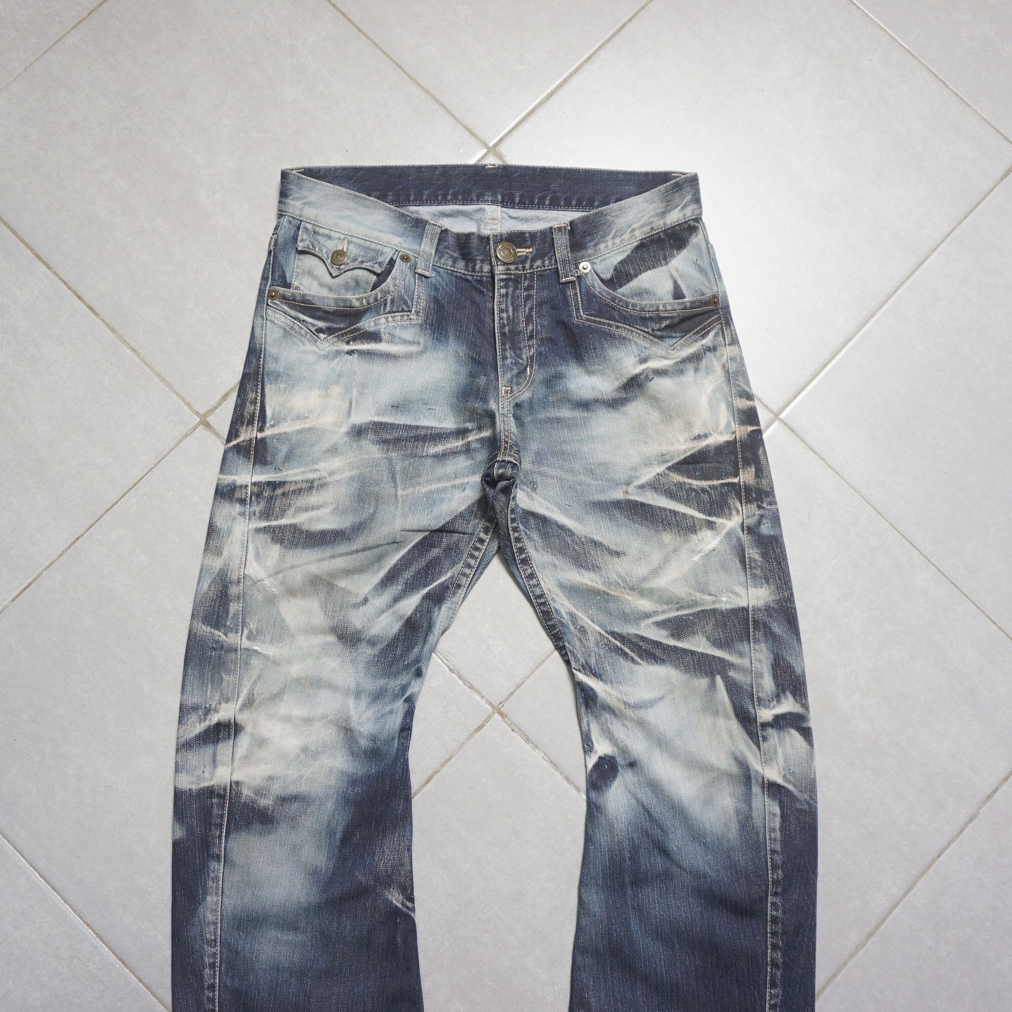 Japanese Brand Crazy distressed Rattle trap denim Size US 34 / EU 50 - 2 Thumbnail