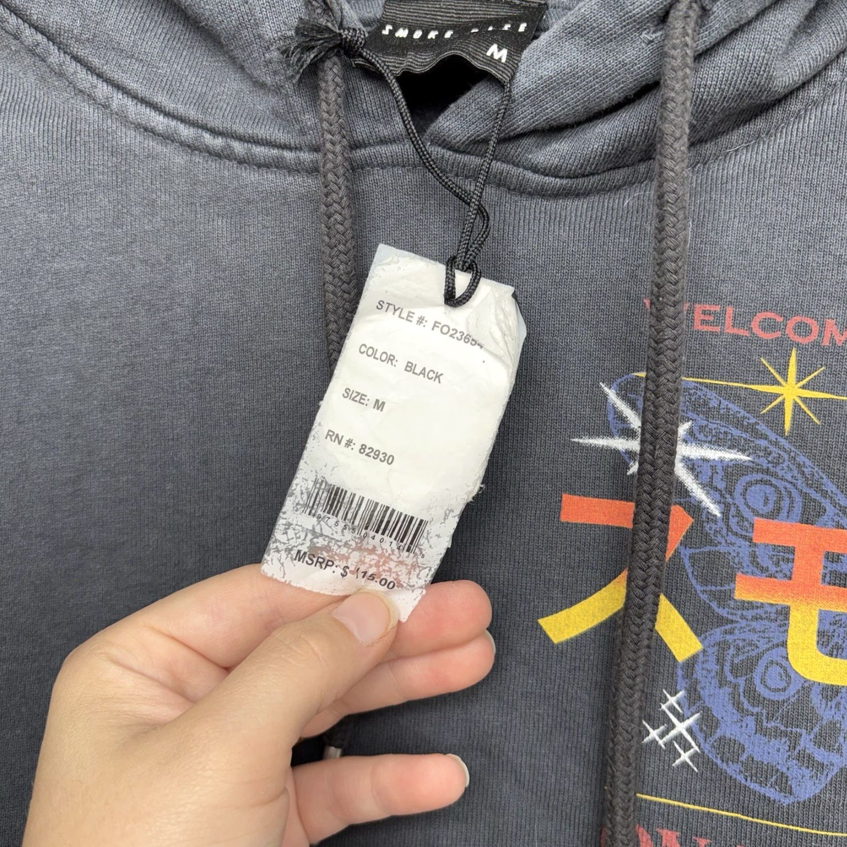 Vintage Smoke Rise Hoodie Mens Medium Graphic Pullover Gray Fleece AOP Y2K Size US M / EU 48-50 / 2 - 4 Thumbnail