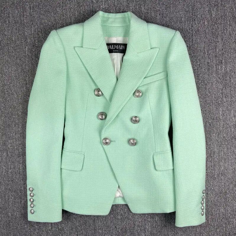 Balmain Balmain Mint Green Cotton Women's Jacket 0089 Size S / US 4 / IT 40 - 1 Thumbnail