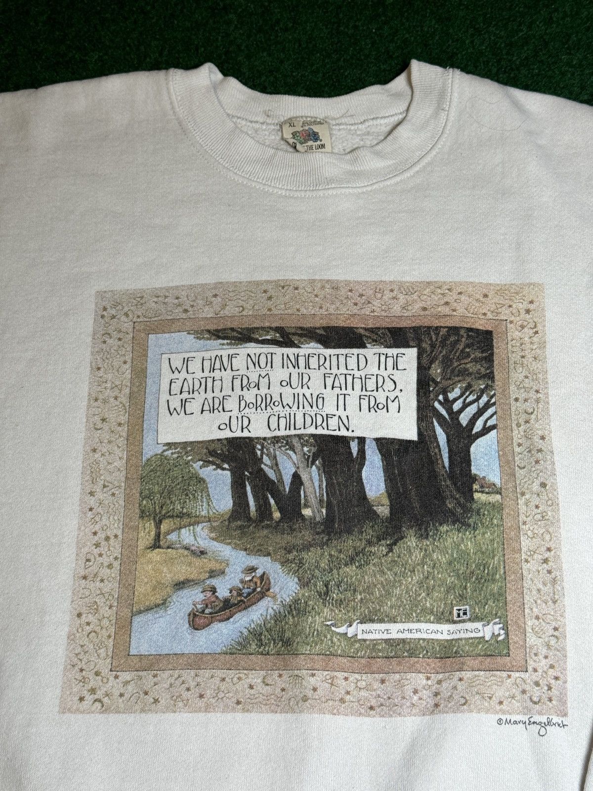 Fruit Of The Loom × Vintage 90s Engelbreit Native American Environmentalist Sweatshirt Size XL / US 12-14 / IT 48-50 - 2 Thumbnail