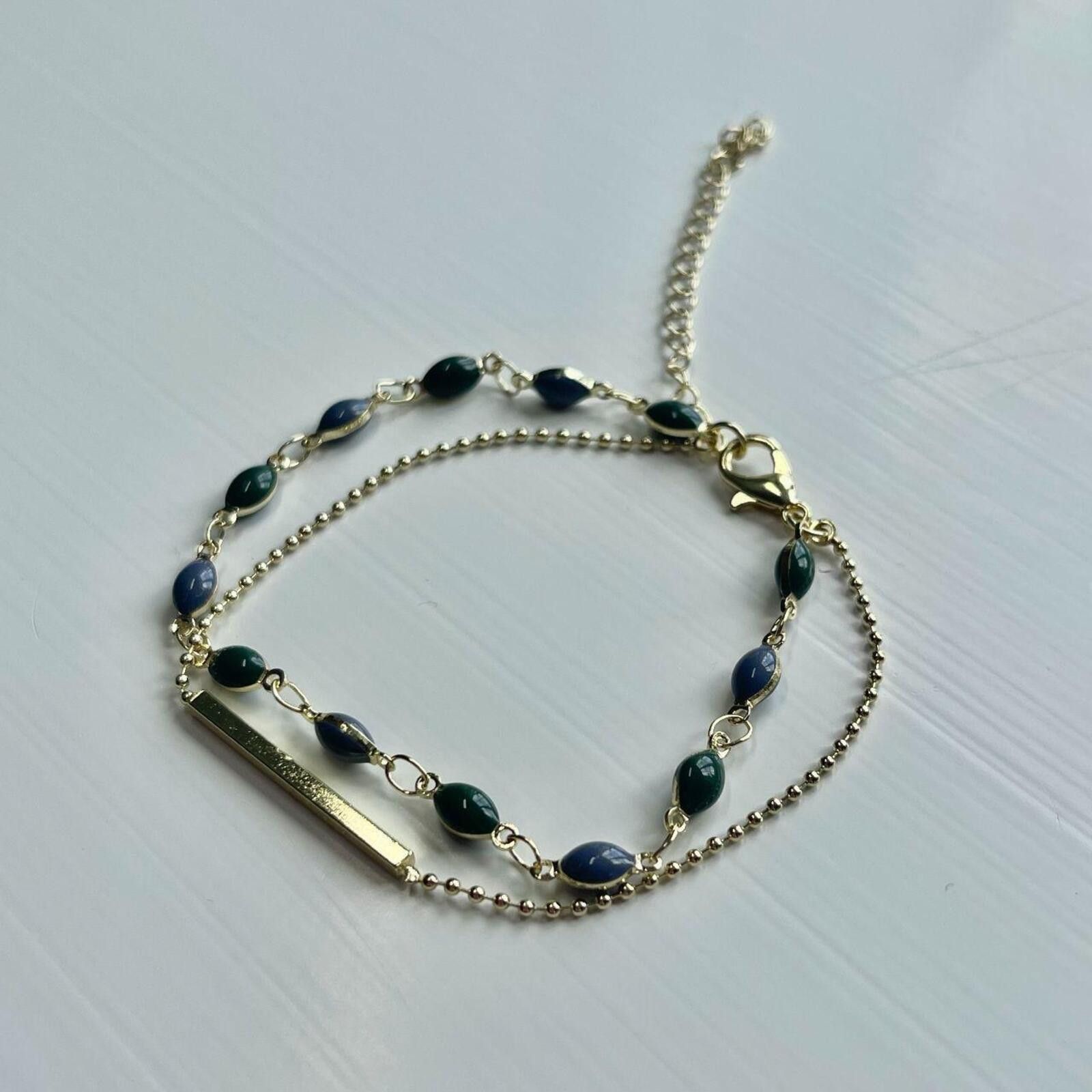 Other Gold plated sage green stone bracelet Size ONE SIZE - 1 Thumbnail
