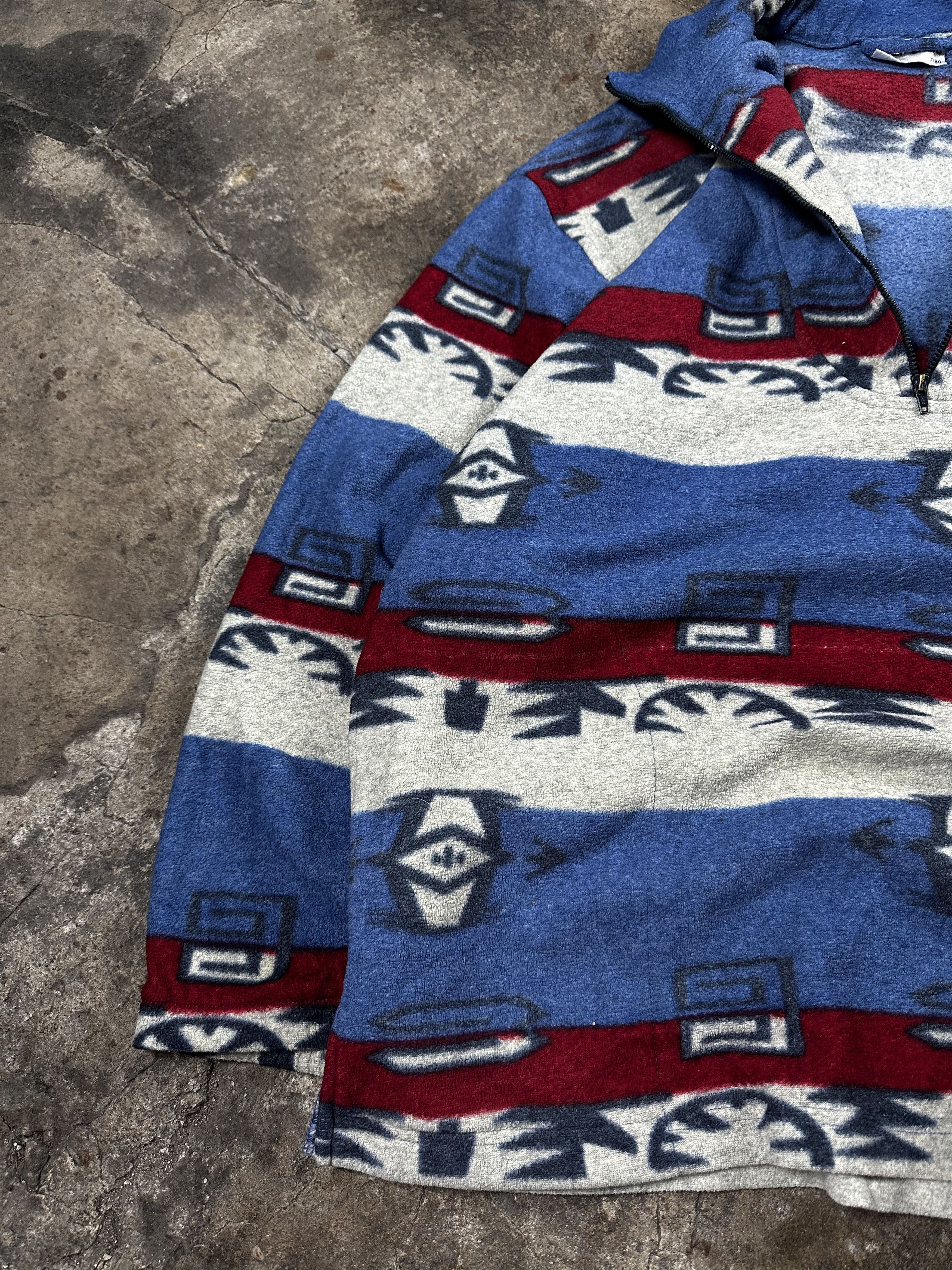 Adidas 90s Vintage Adidas Abstract Patterned Quaterzip Fleece Size US M / EU 48-50 / 2 - 3 Thumbnail