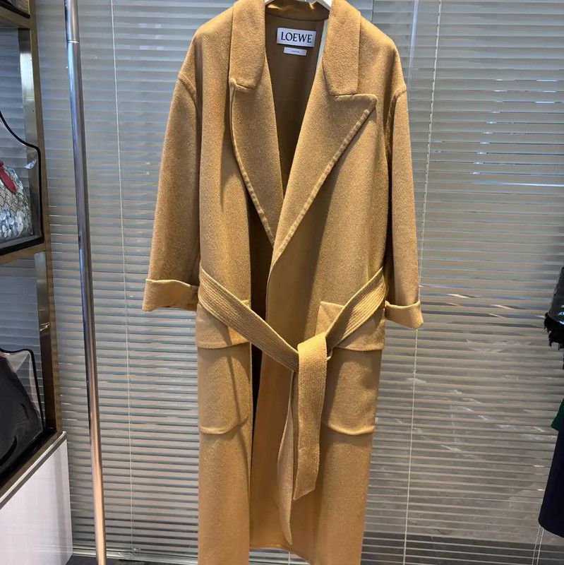 Loewe Loewe Spring Autumn Khaki Wool Long Coat 0089 Size S / US 4 / IT 40 - 1 Thumbnail
