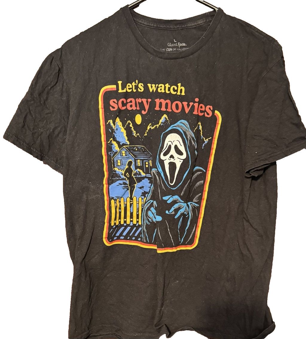 DC Comics Scream Movie T-Shirt Men Sz L Black Let's Watch Scary Movies Size US L / EU 52-54 / 3 - 1 Thumbnail