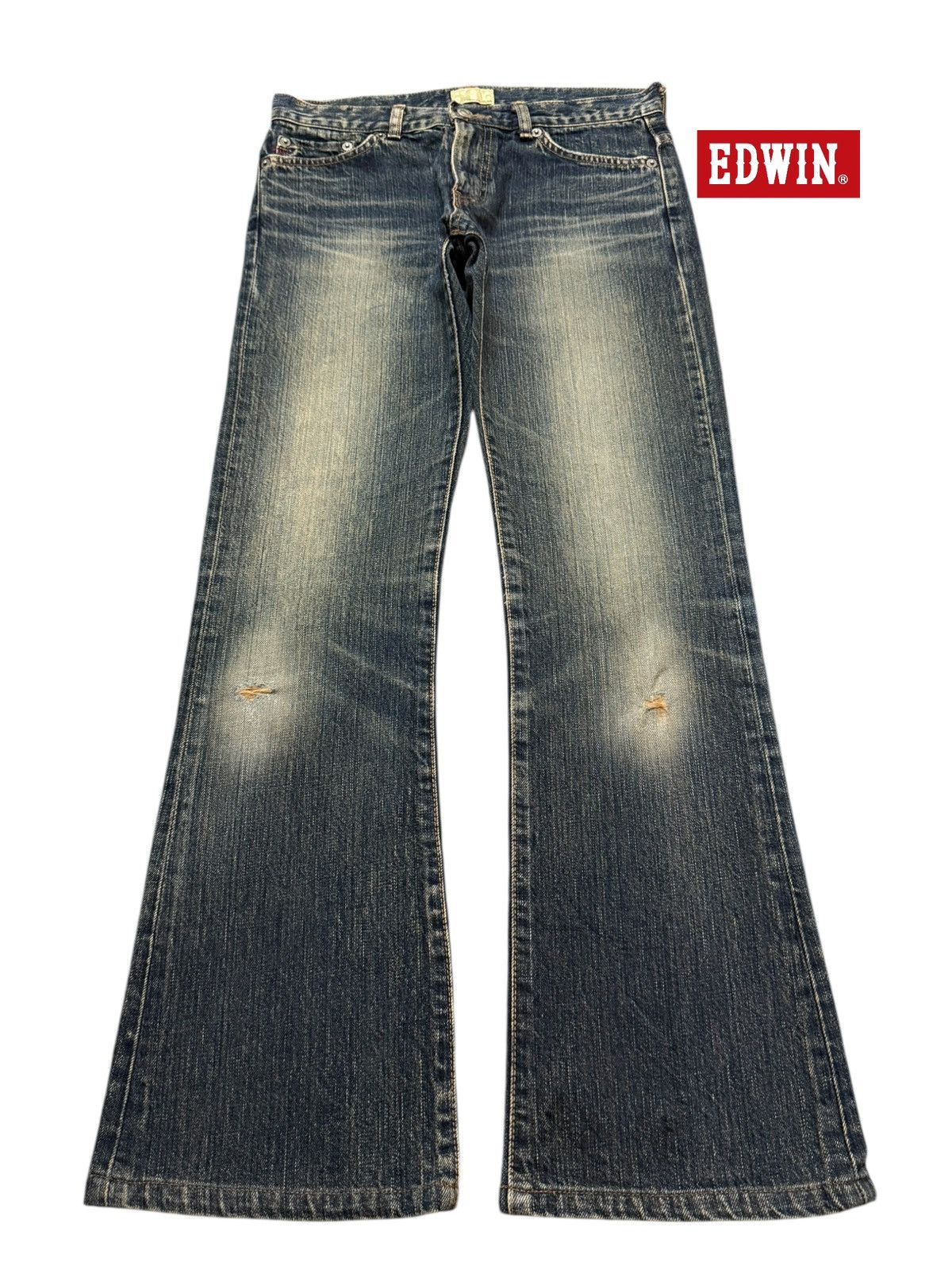 Edwin Vintage 90 Edwin 505 Blue Faded Wash Wide Leg Flare Jeans Size 28" / US 6 / IT 42 - 1 Thumbnail