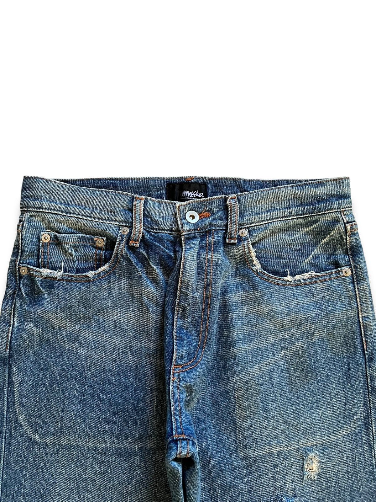 Japanese Brand Vintage Japanese Brand Paint Splatter Distressed Baggy Jeans Size US 31 - 4 Thumbnail