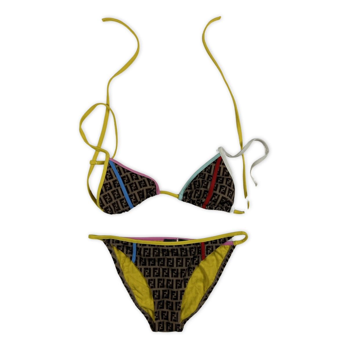 image of Fendi Vintage Monogram Swimsuit in Brown, Women's (Size Small)