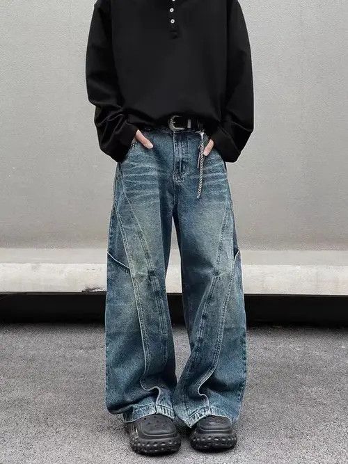 Jean High street vintage washed baggy machete jeans Size US 34 / EU 50 - 1 Thumbnail