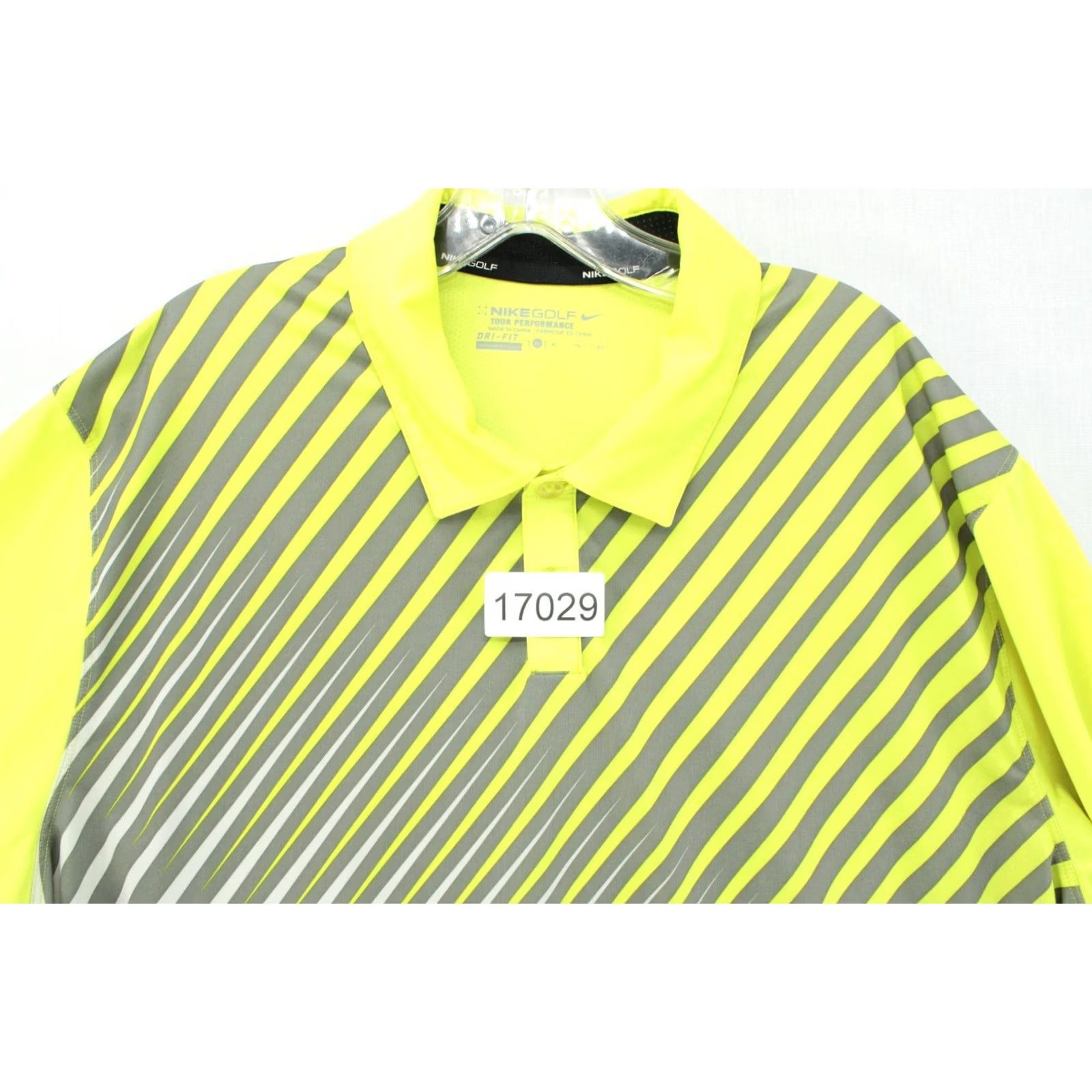 Nike Nike Polo Shirt Mens XL Volt Neon Yellow Gray Striped Performance Golf Active Preppy Shirt Size US XL / EU 56 / 4 - 8 Thumbnail