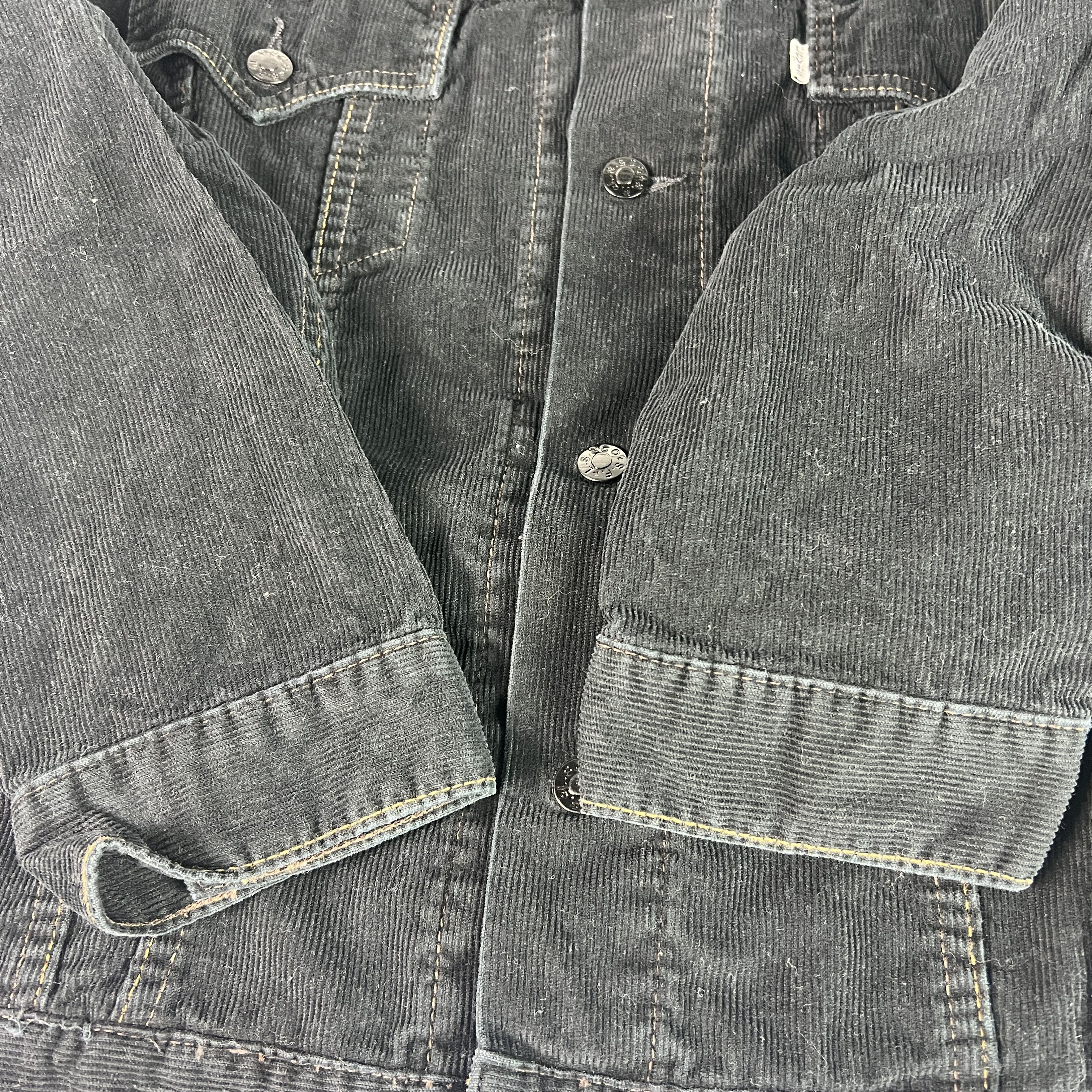 Levi's Y2K Levi's Corduroy Jacket Slim Black Button Up Trucker Size L / US 10 / IT 46 - 3 Thumbnail