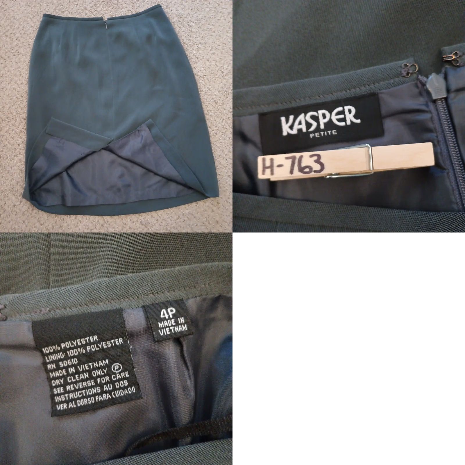 Kasper Kasper Skirt Petite 4P Gray Knee Length Pencil Lined Slit Women Size 27" / US 4 / IT 40 - 8 Thumbnail