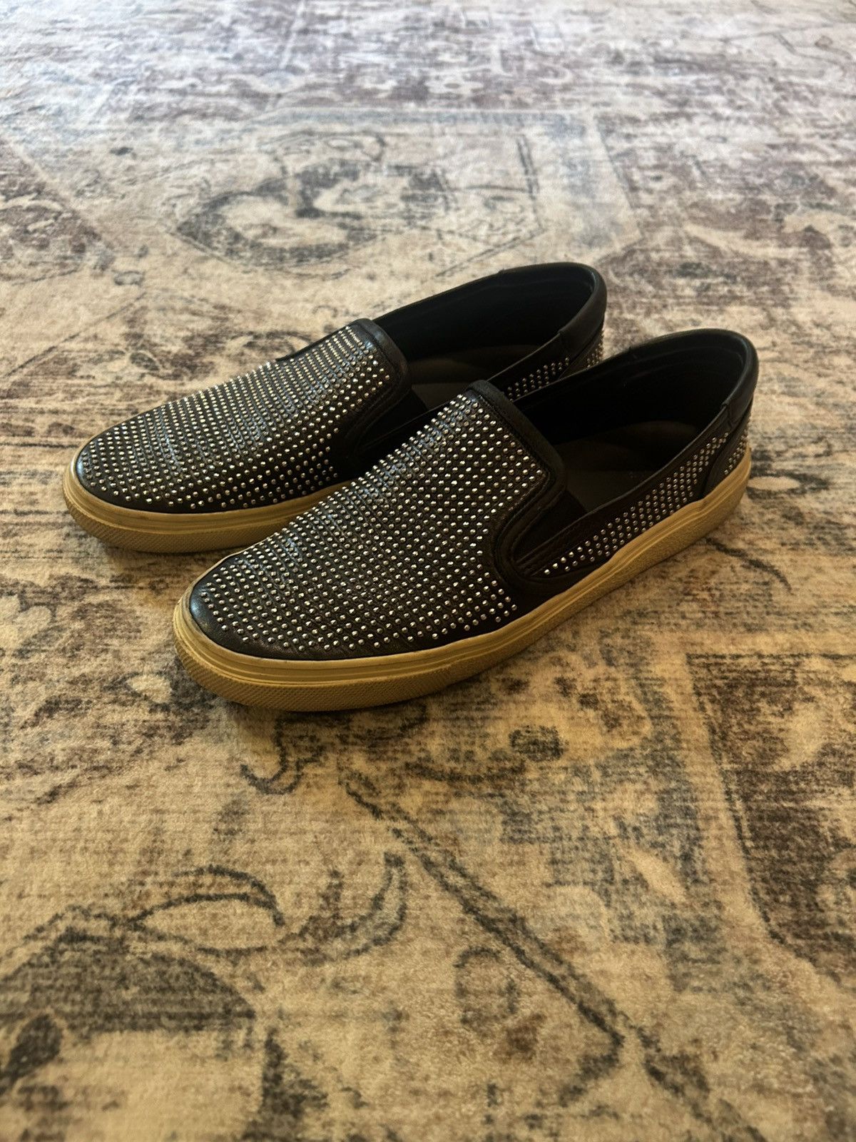 Saint Laurent Paris Saint Laurent Crystal Studded Slip Ons Size US 7 / EU 40 - 1 Thumbnail