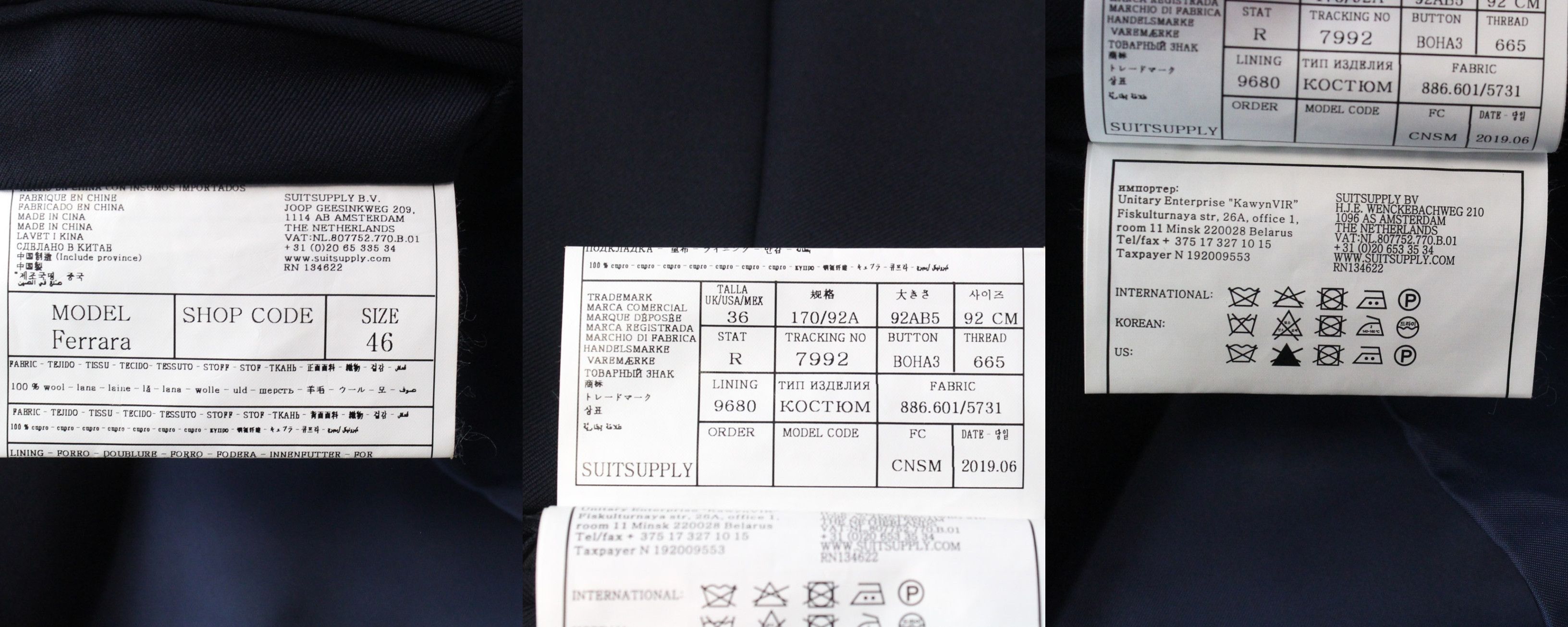 Suitsupply LAZIO BLUELINE UK36L Navy Wool 3 Piece Suit 67390 Size 36R - 14 Thumbnail