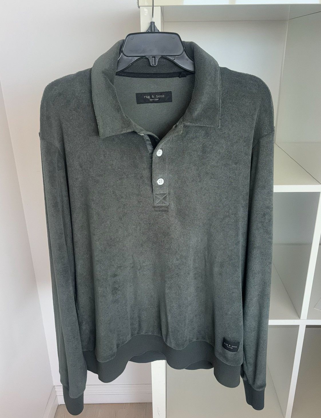 Rag & Bone Rag & Bone toweling polo shirt in deep green $225 retail Size US L / EU 52-54 / 3 - 3 Thumbnail