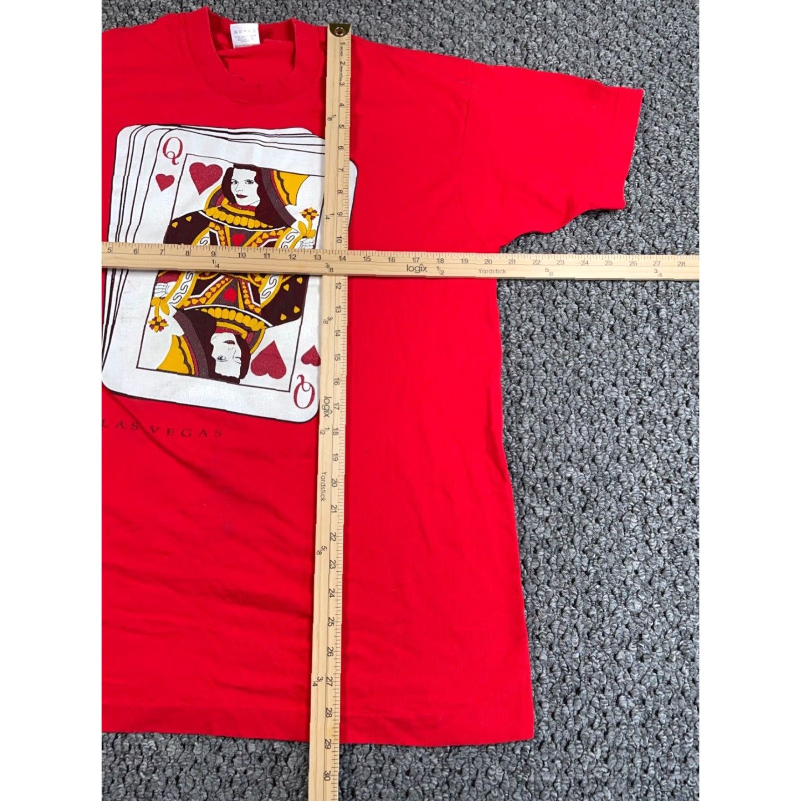 Fruit Of The Loom VINTAGE Las Vegas Queen of Hearts T-Shirt Adult Large Red Cotton 90s City Retro Mens L Size US L / EU 52-54 / 3 - 5 Thumbnail