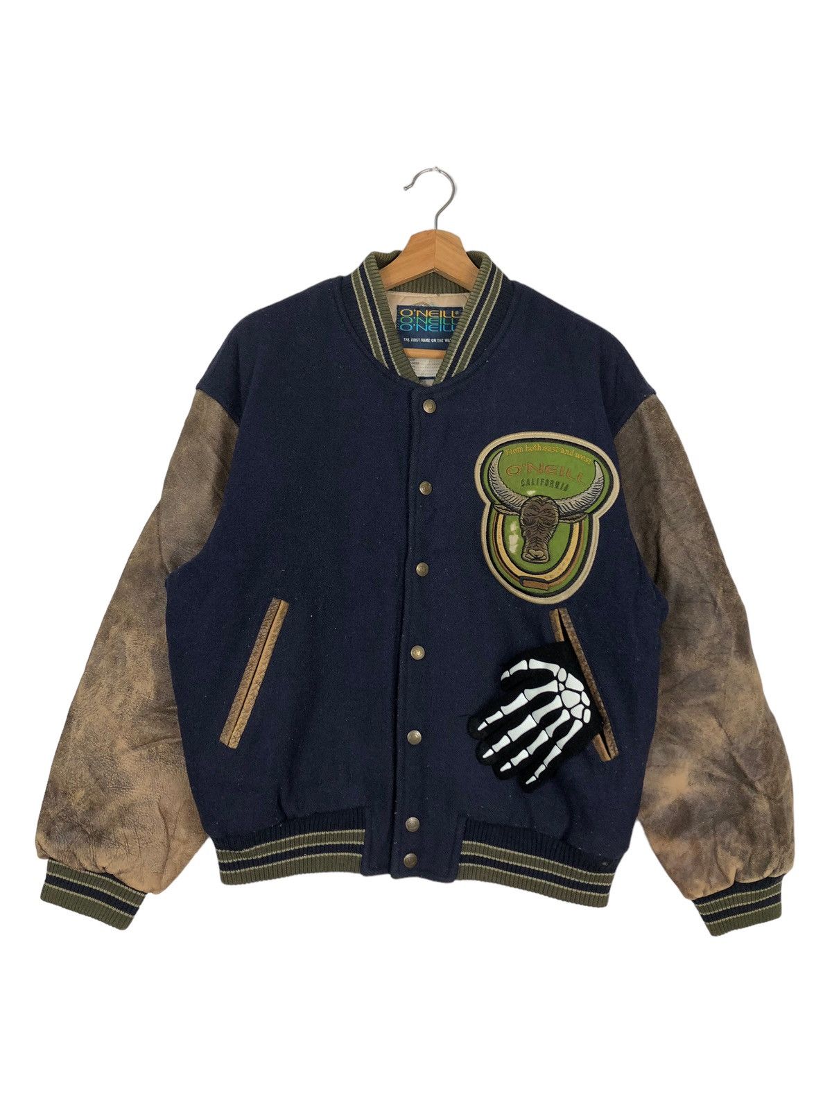 Japanese Brand 🔥90s Rare Vintage Varsity Jacket O’neill Santa Cruz Leather Size US M / EU 48-50 / 2 - 2 Thumbnail