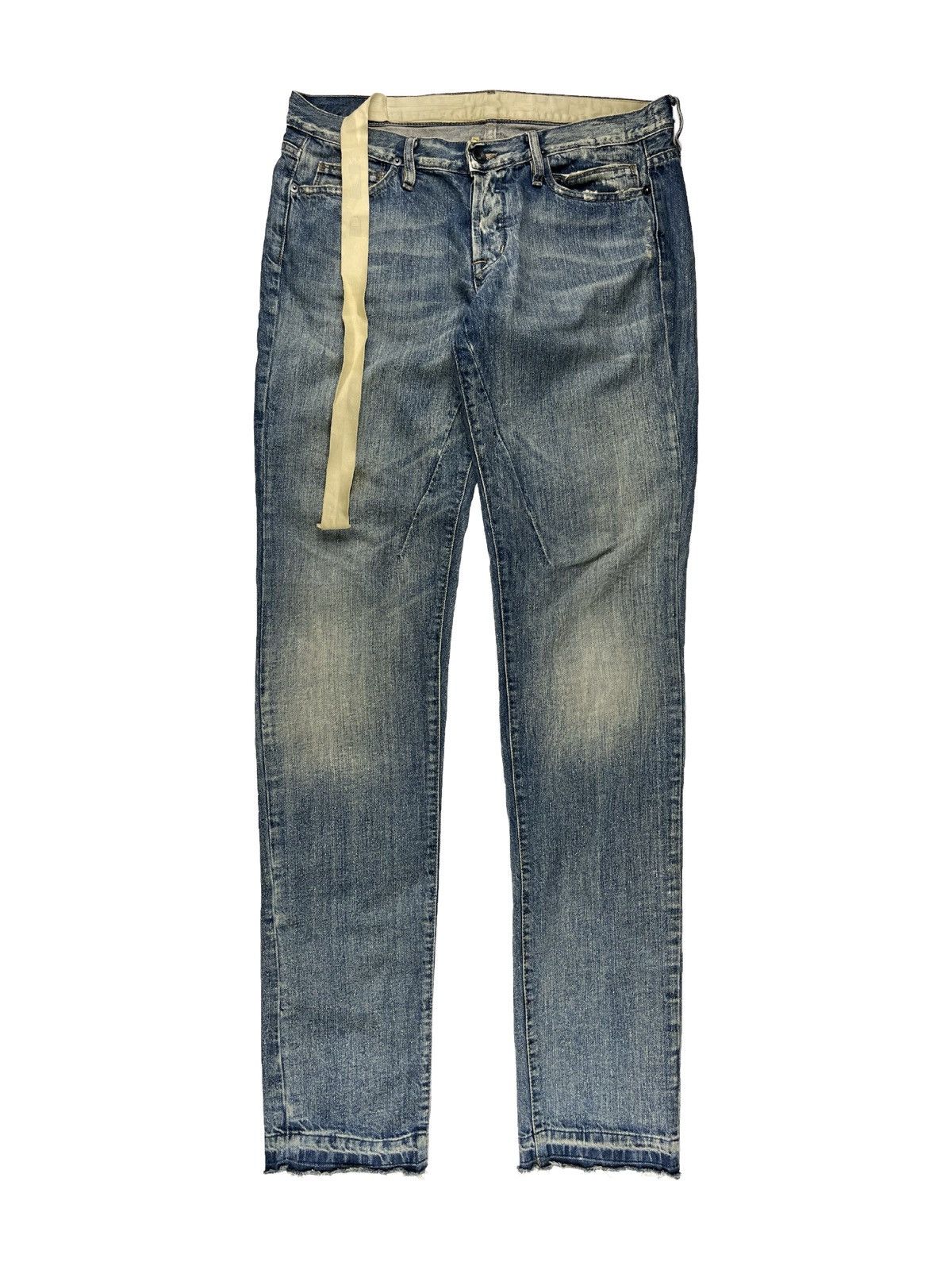 image of Ss07 Rick Owens Wishbone Faded Detroit Denim Jeans in Blue, Men's (Size 31)