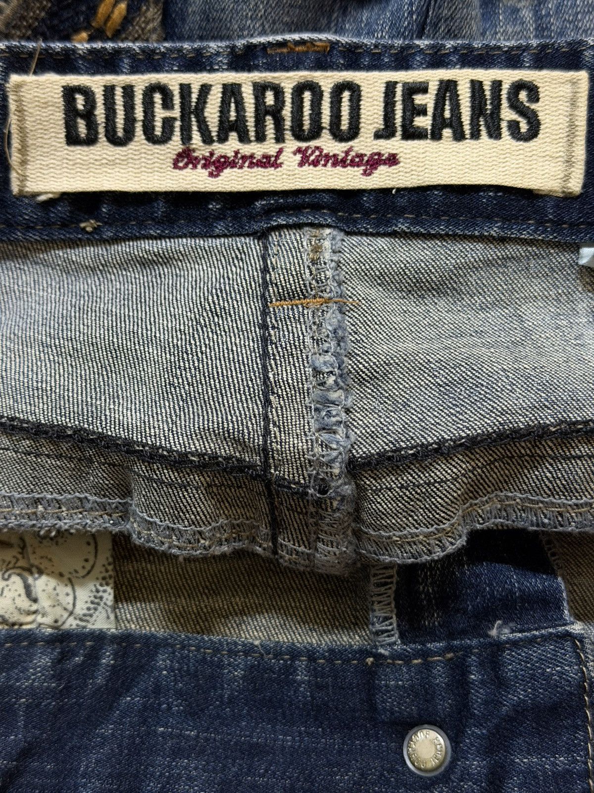 If Six Was Nine Vintage Y2K Buckaro Blue Faded Wash Whisker Distressed Jeans Size US 35 - 7 Thumbnail