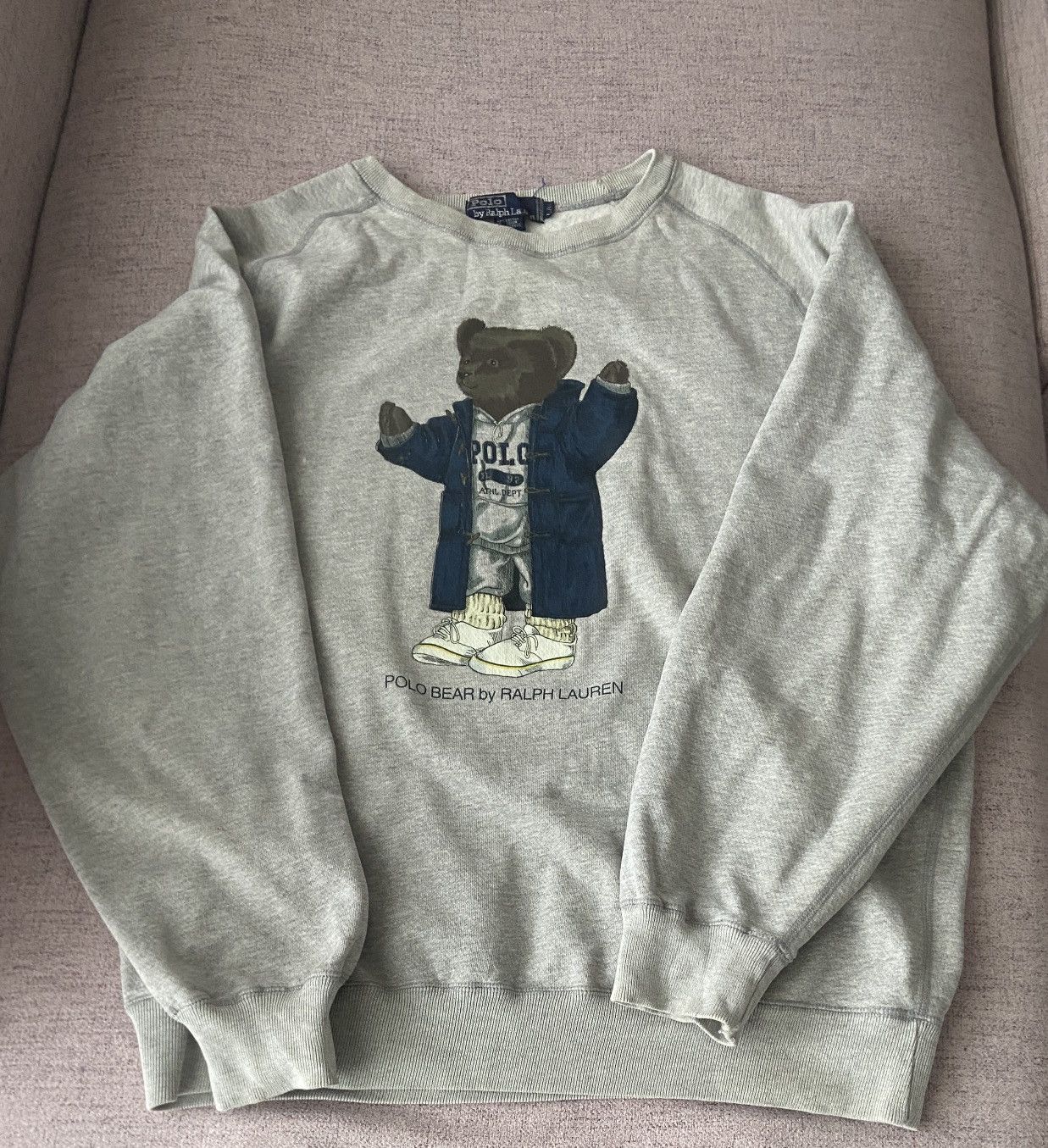 image of Ralph Lauren Vintage Grandpa Teddy Bear in Grey, Men's (Size Large)