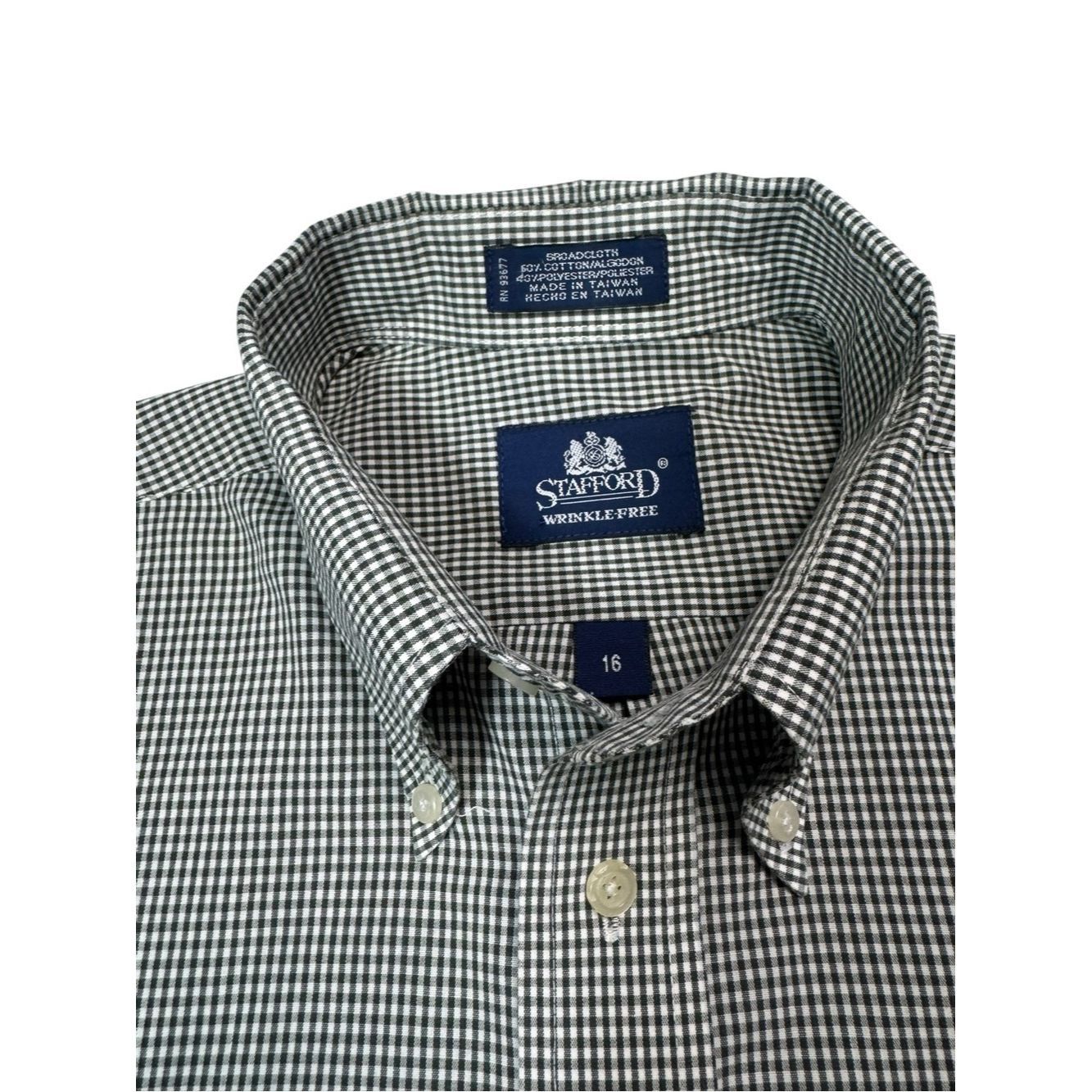Stafford Stafford Black White Check Short Sleeve Button Down Wrinkle Size US M / EU 48-50 / 2 - 6 Thumbnail