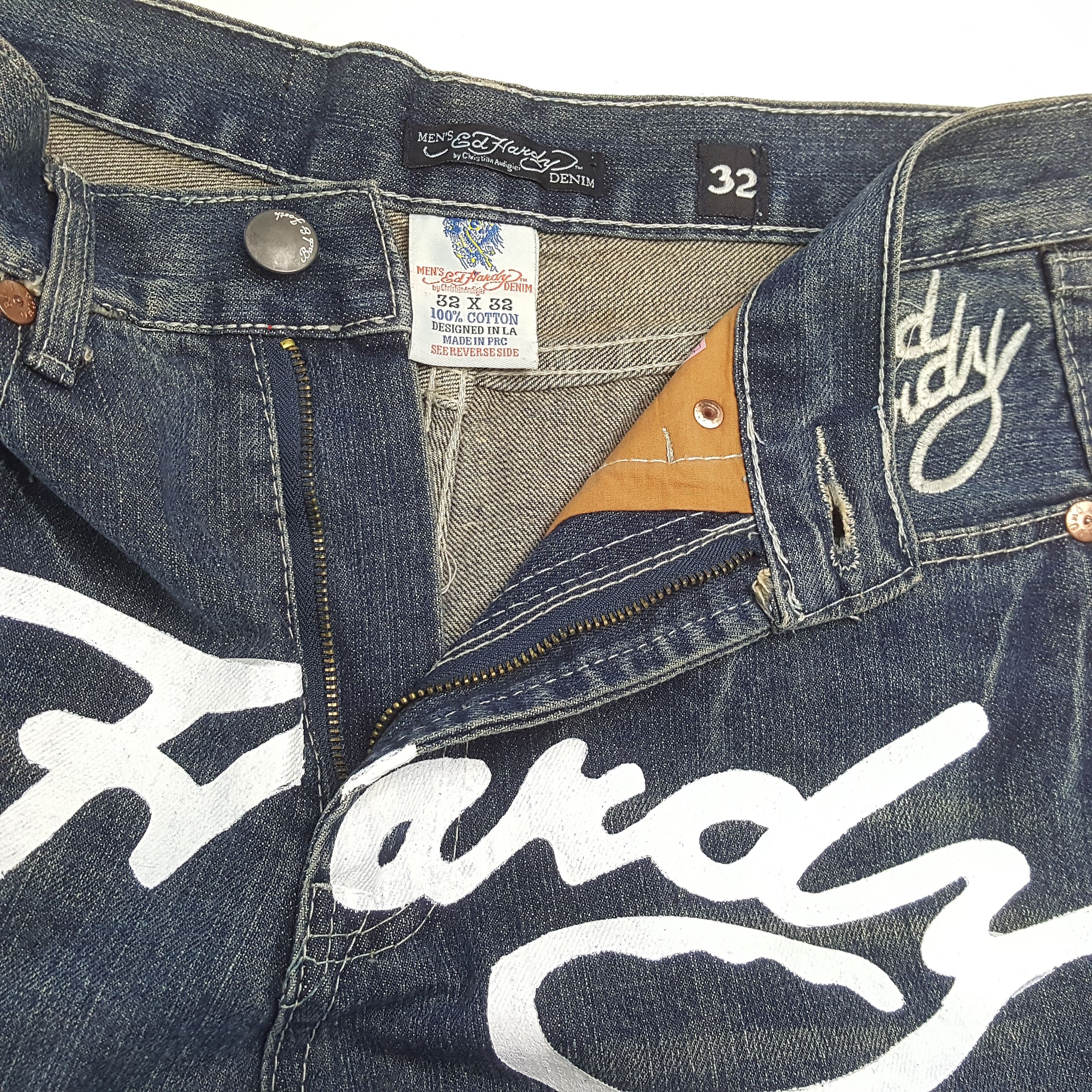 Christian Audigier × Ed Hardy × Vintage ED HARDY Designer Brand Fashion Style Custom Art Jeans Size US 30 / EU 46 - 12 Thumbnail